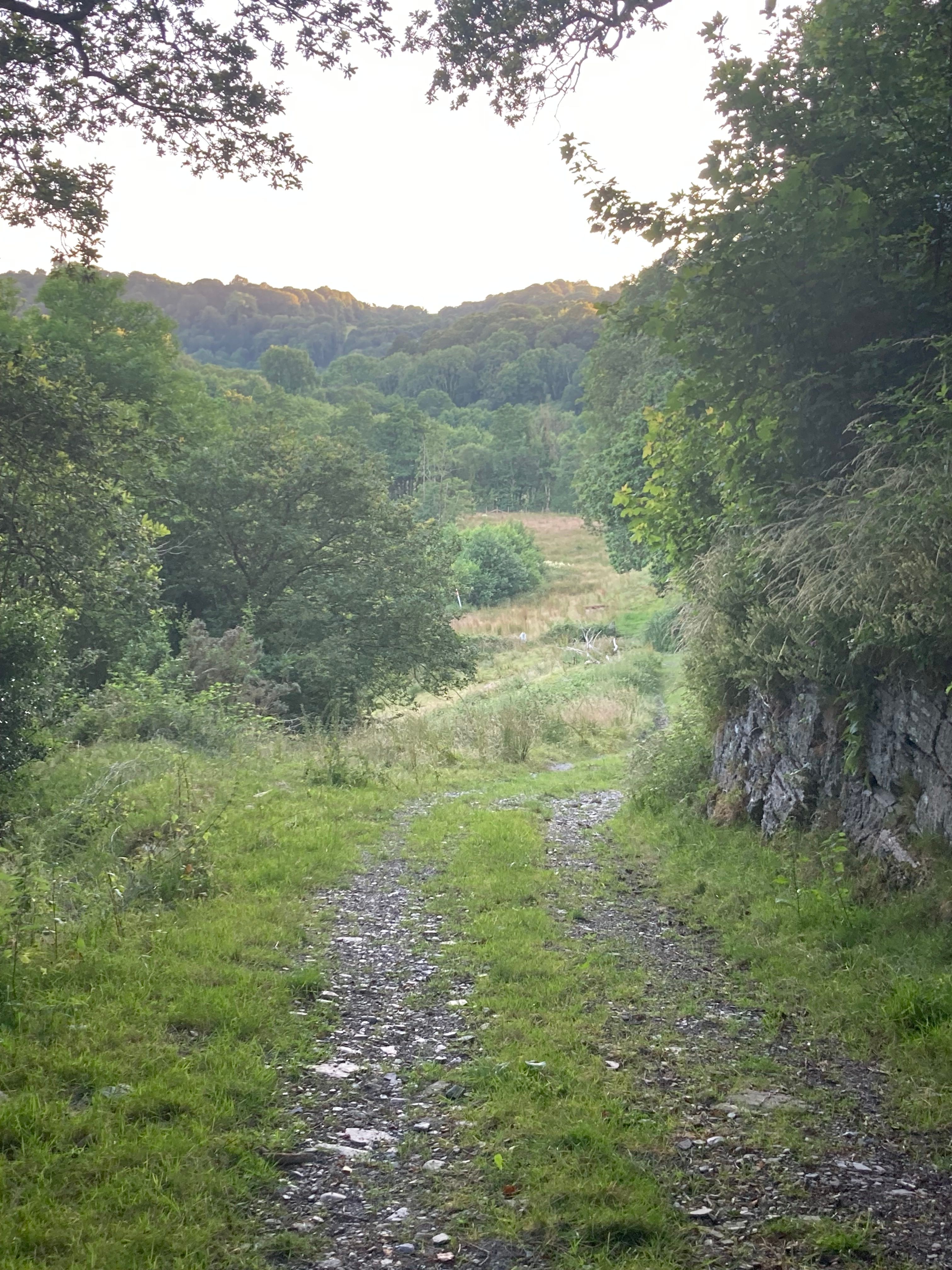 footpath down to hidden river valley and meadows