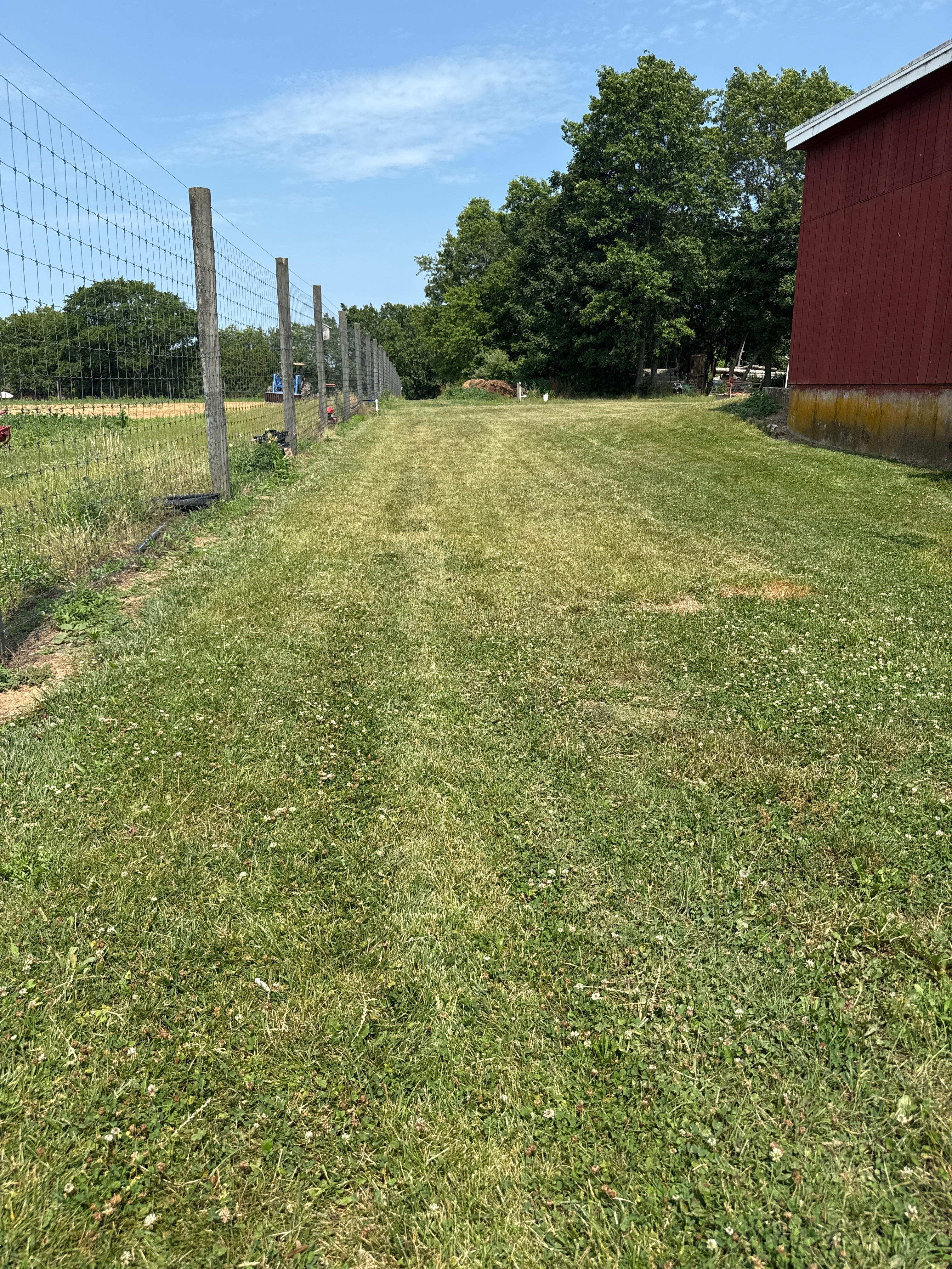 Camp Site - directly behind the barn. Overlooks the farm garden and pastures. It’s possible to drive all the way around the barn in either direction to accommodate pull through set up. 
