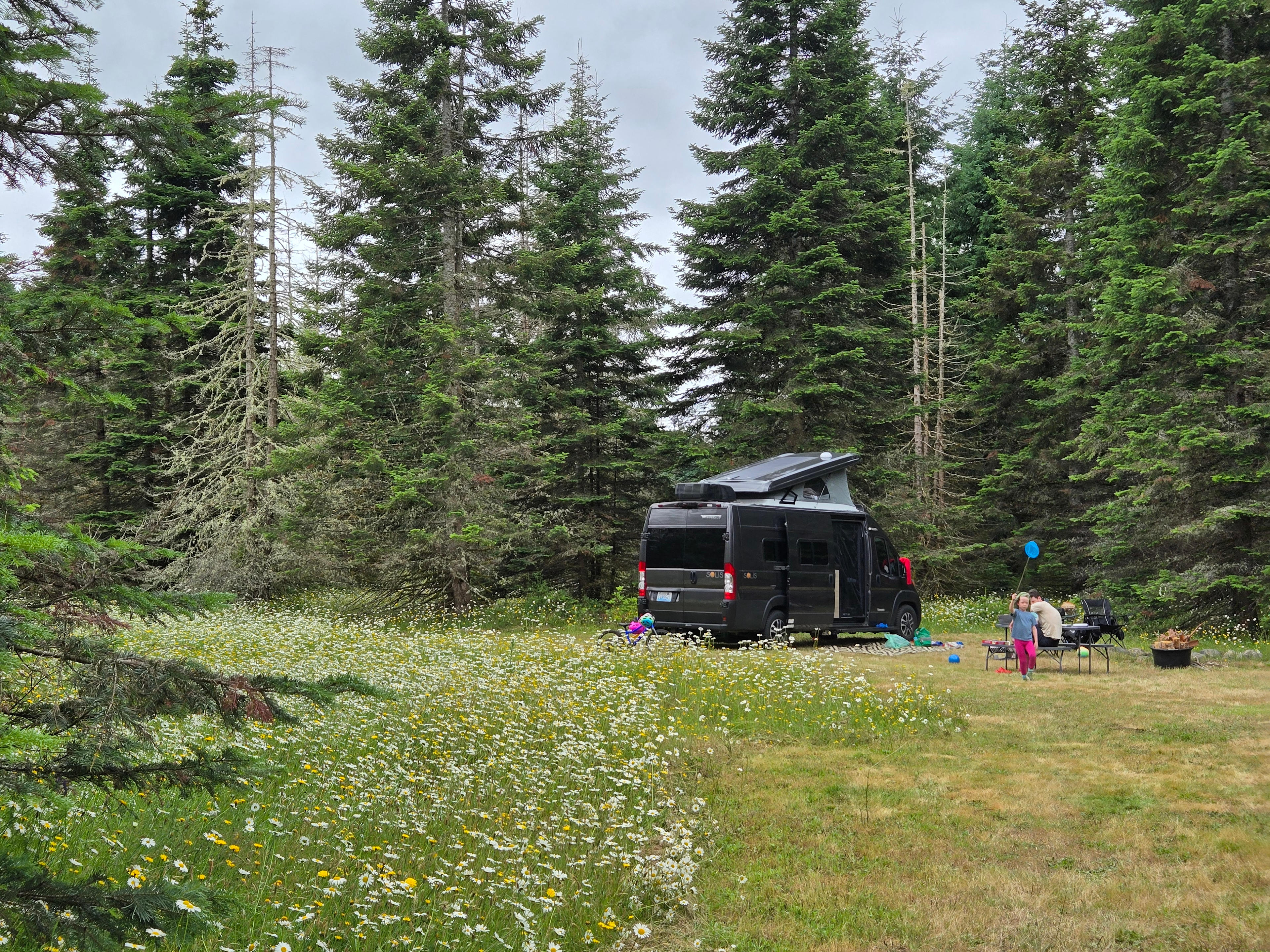 Our large site, with picnic table, water spigot, and large fire ring
