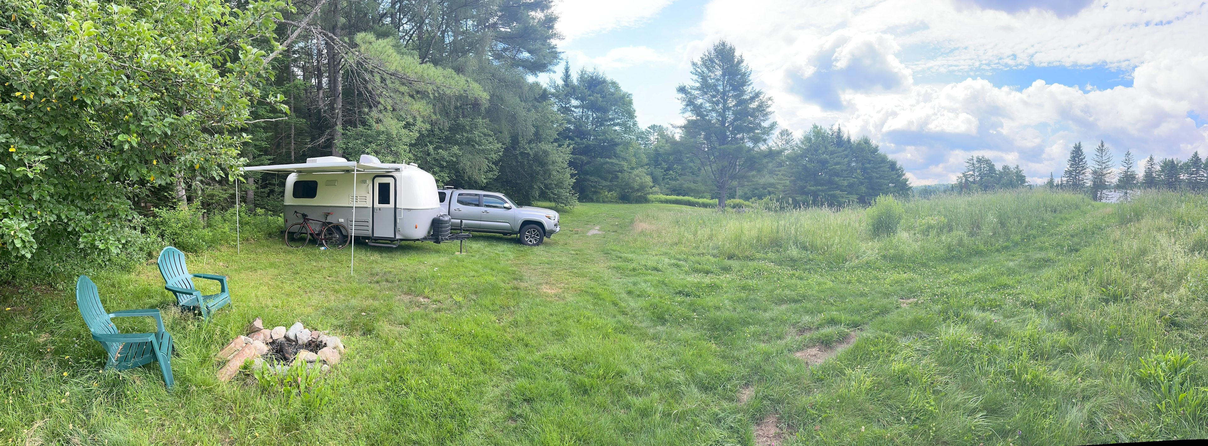 Private field and woods camping