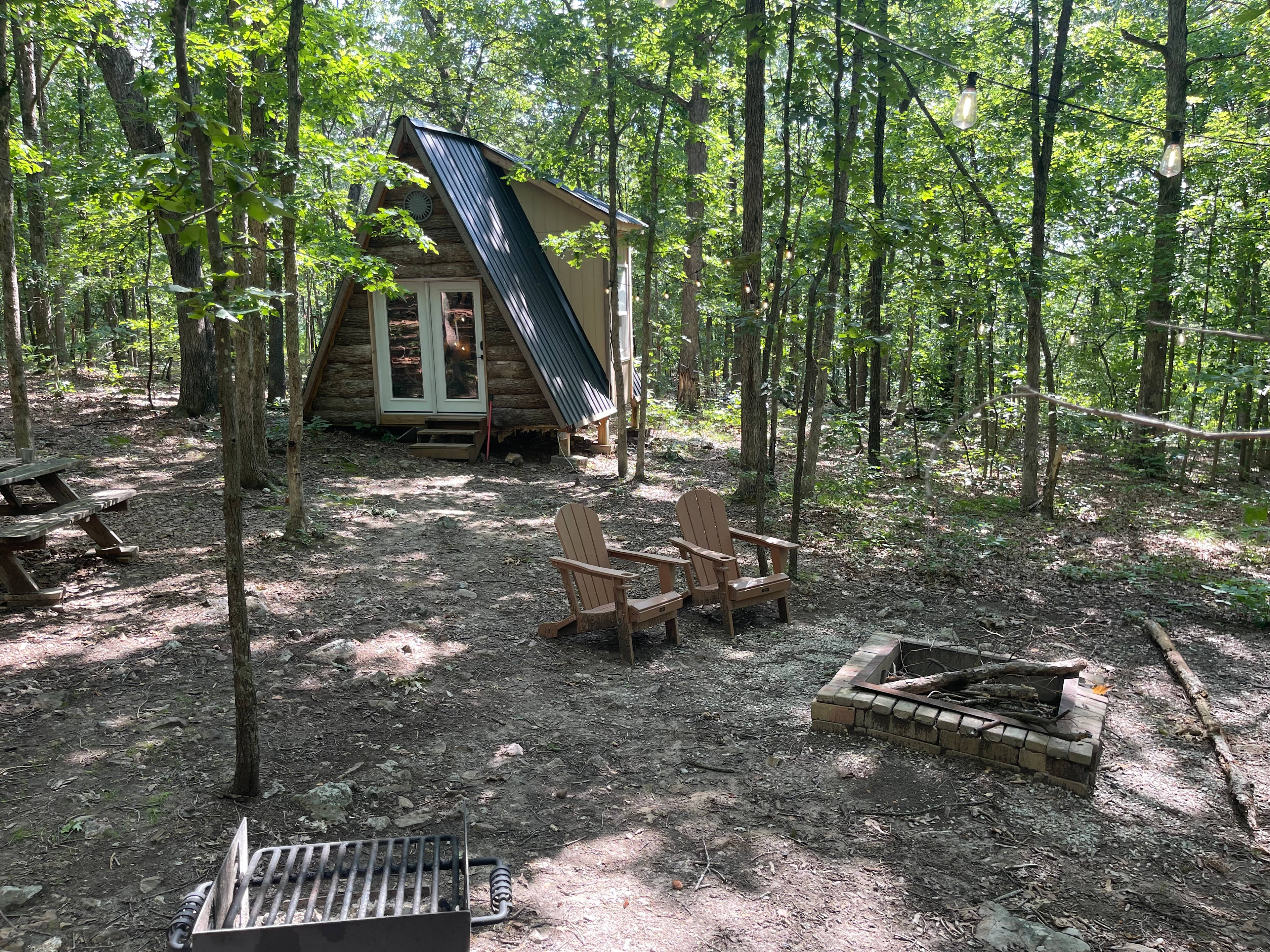 Tiny off grid A frame in the woods