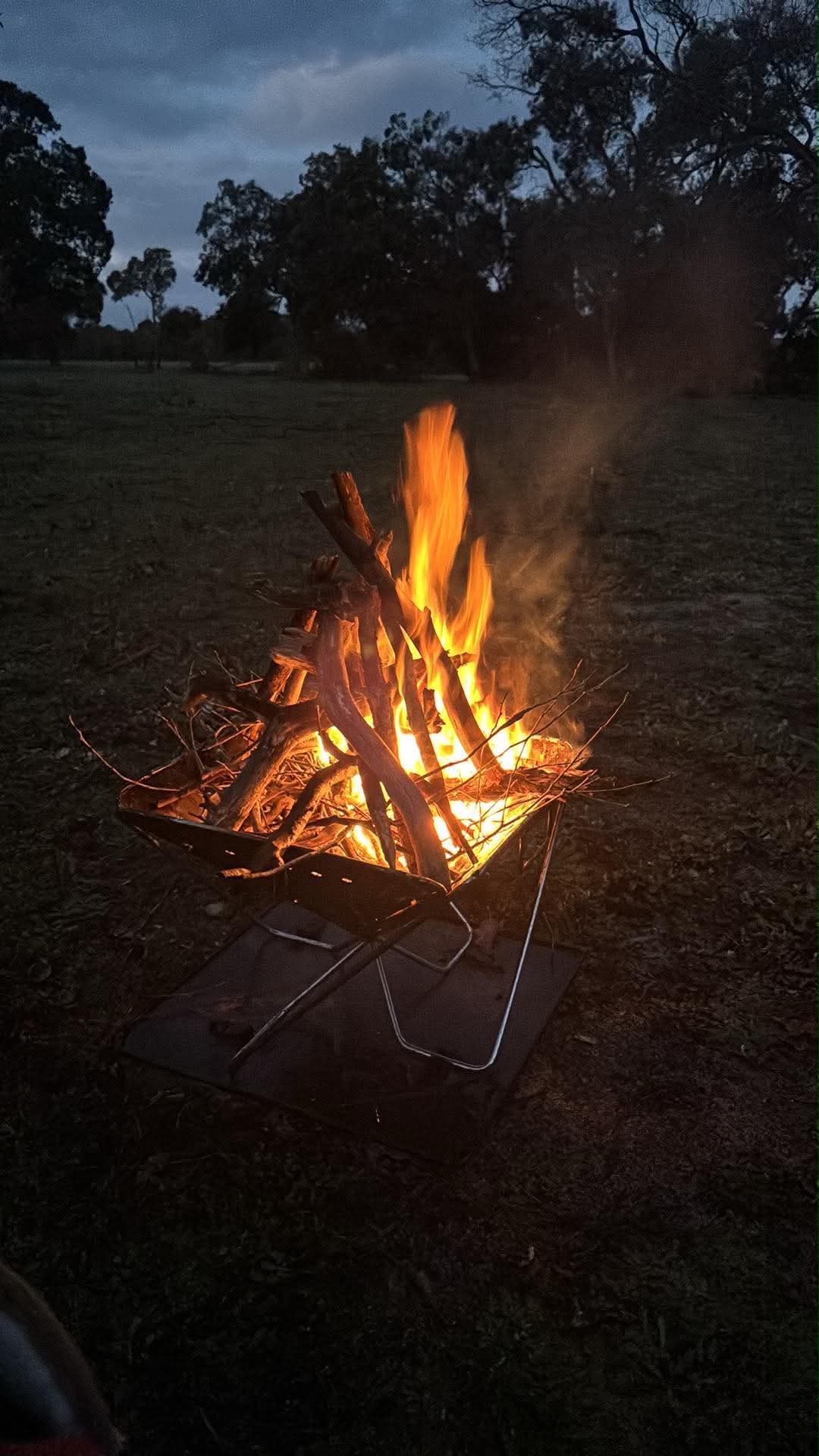 Our self contained fire pit. There is a fire pit on-site too 