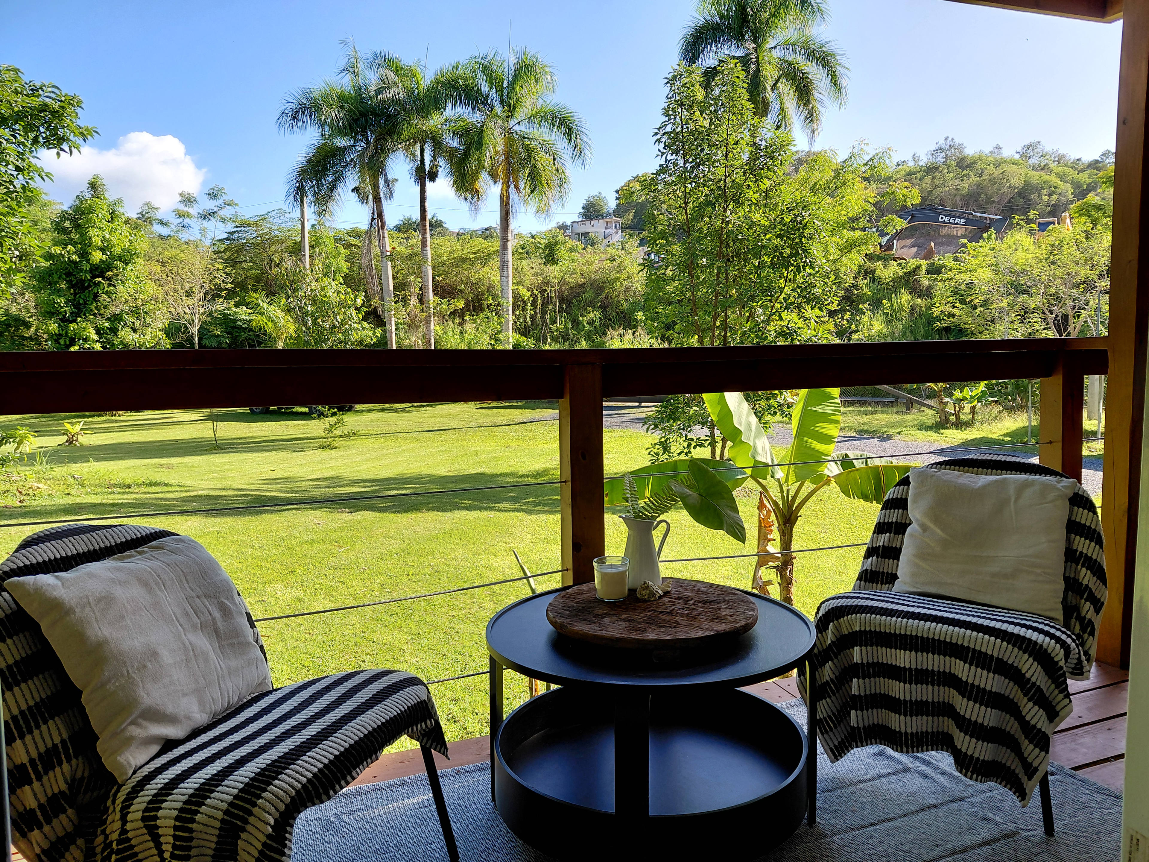 Outdoor lounge area with dominoes