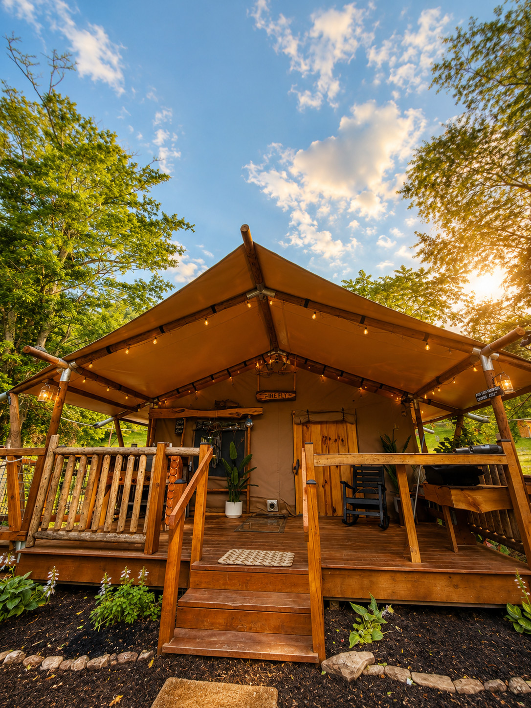 Firefly  tent on the creek bank