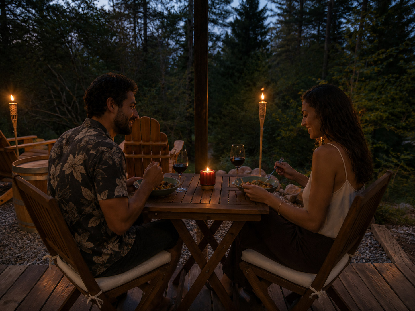 Outdoor dining for two at our bistro table