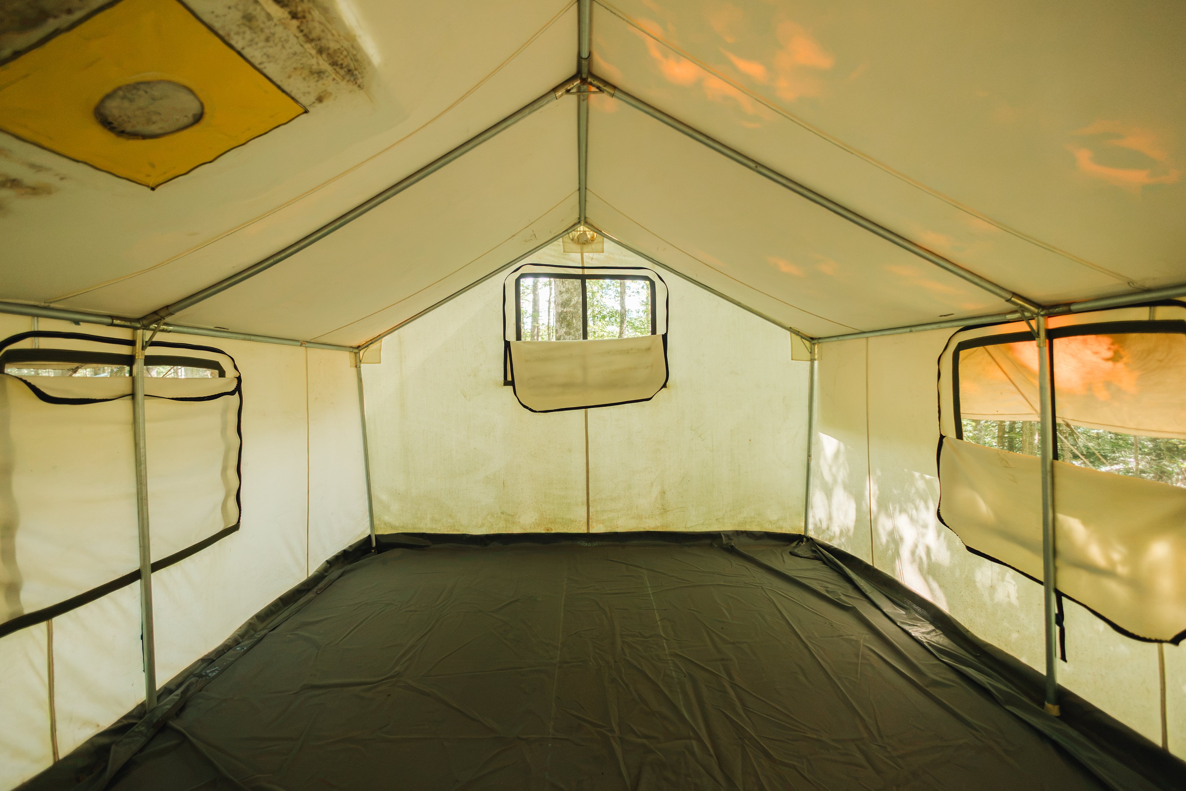 spacious tent interior