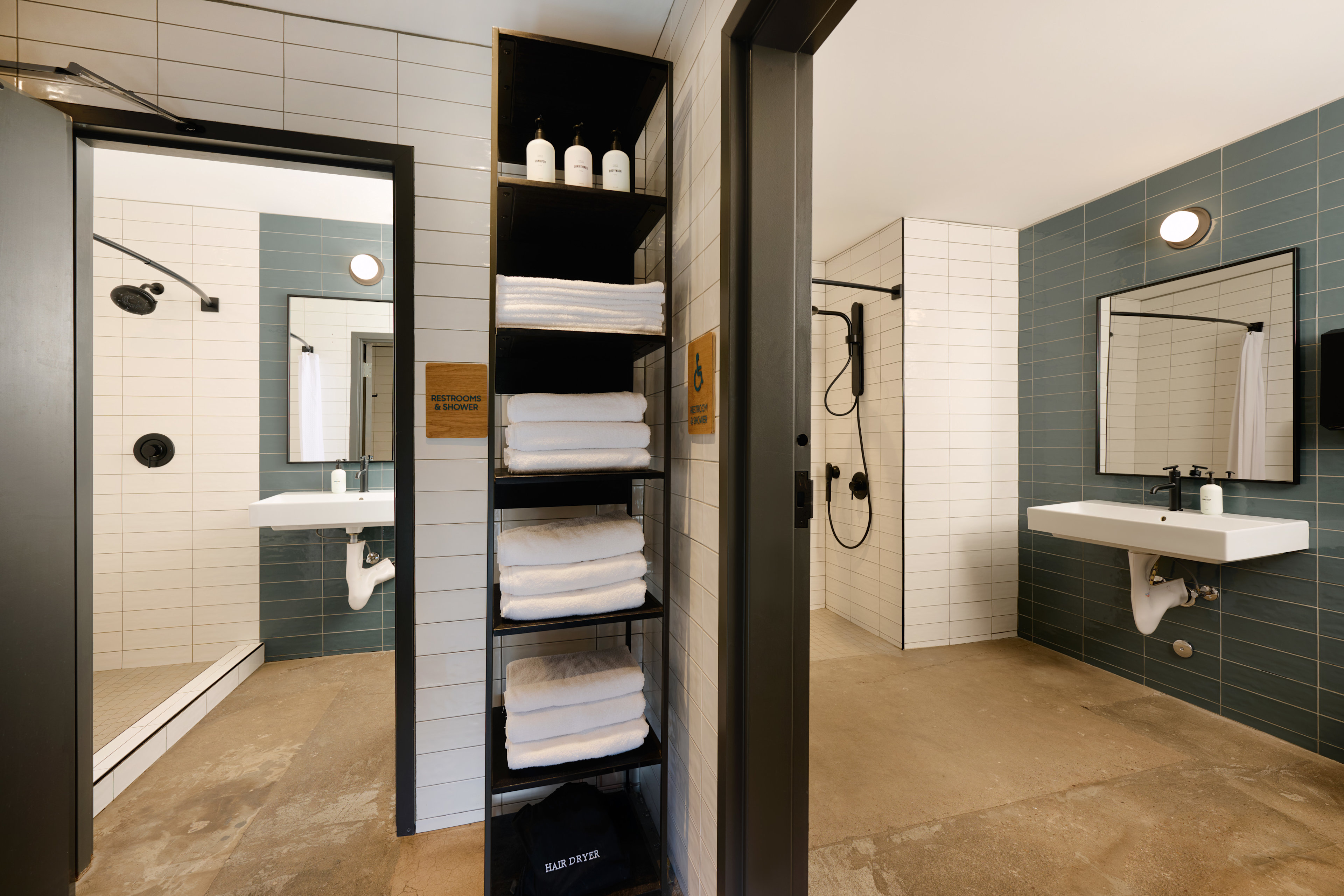 Private restrooms and showers for Van Lifers- ADA accessible. 