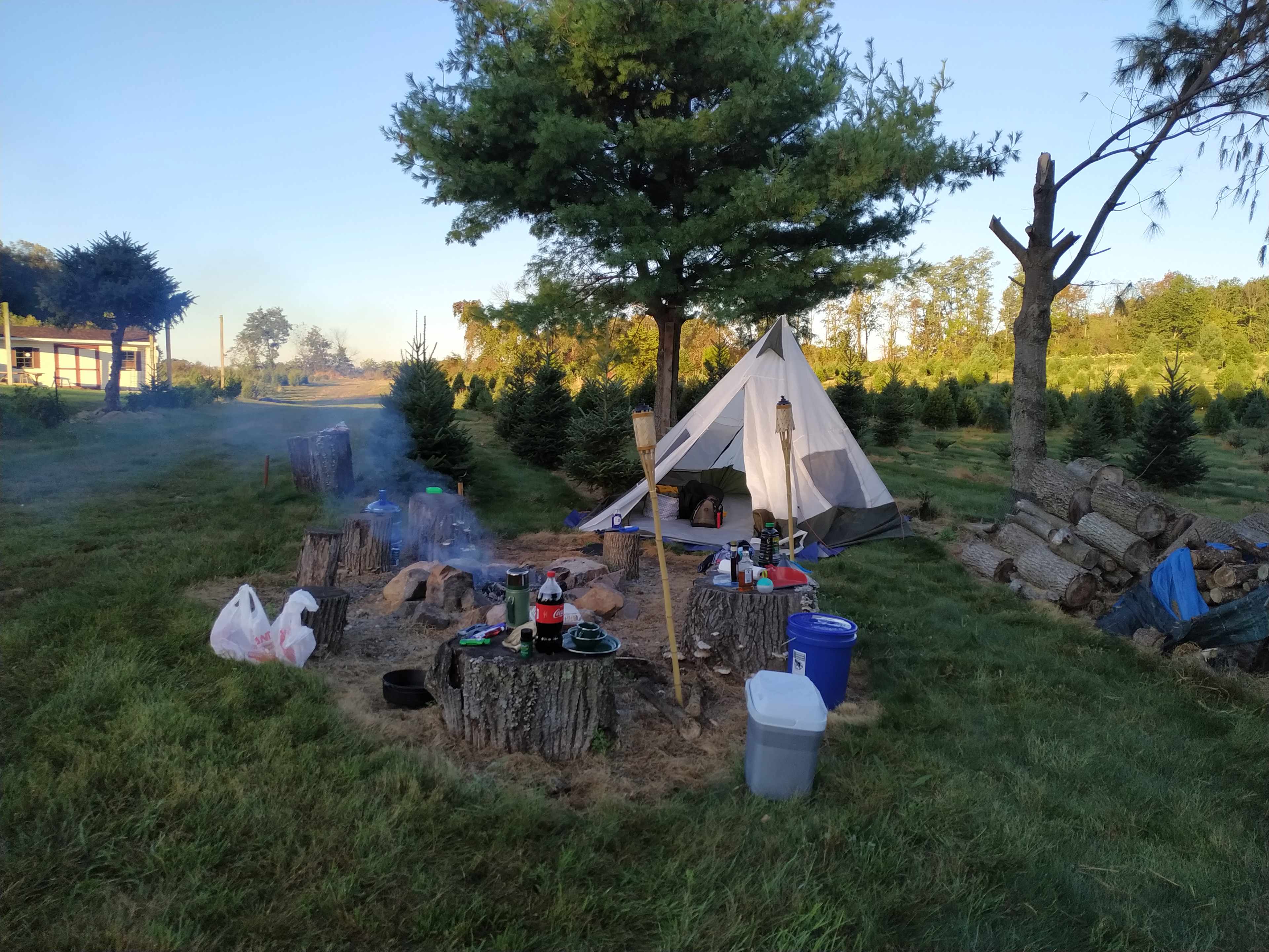 Excellent campsite location next to fire pit.