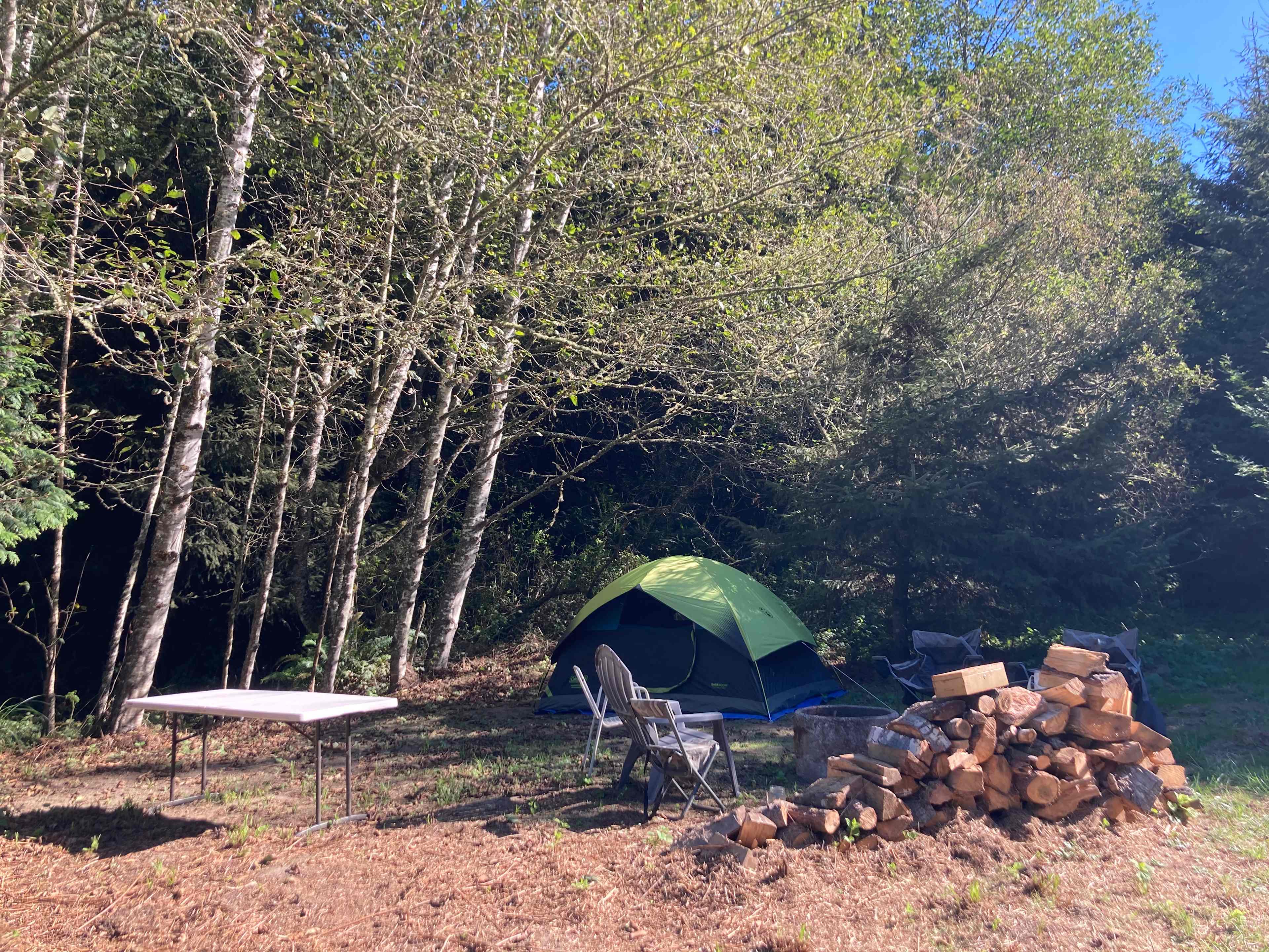 Campsite (farthest from bathrooms, by creek) most private 