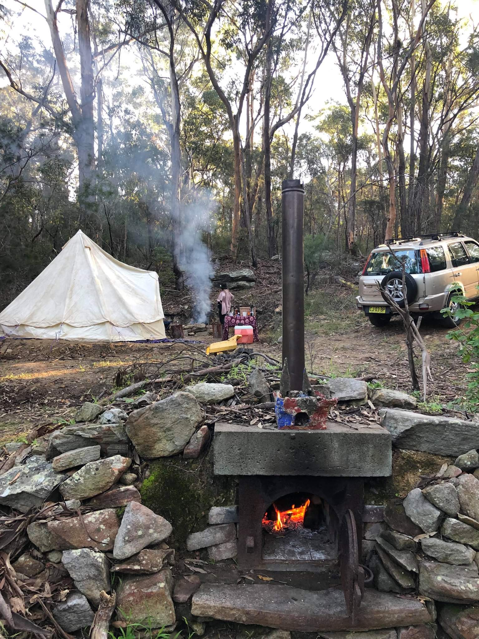 Wood fire pizza oven and our set up