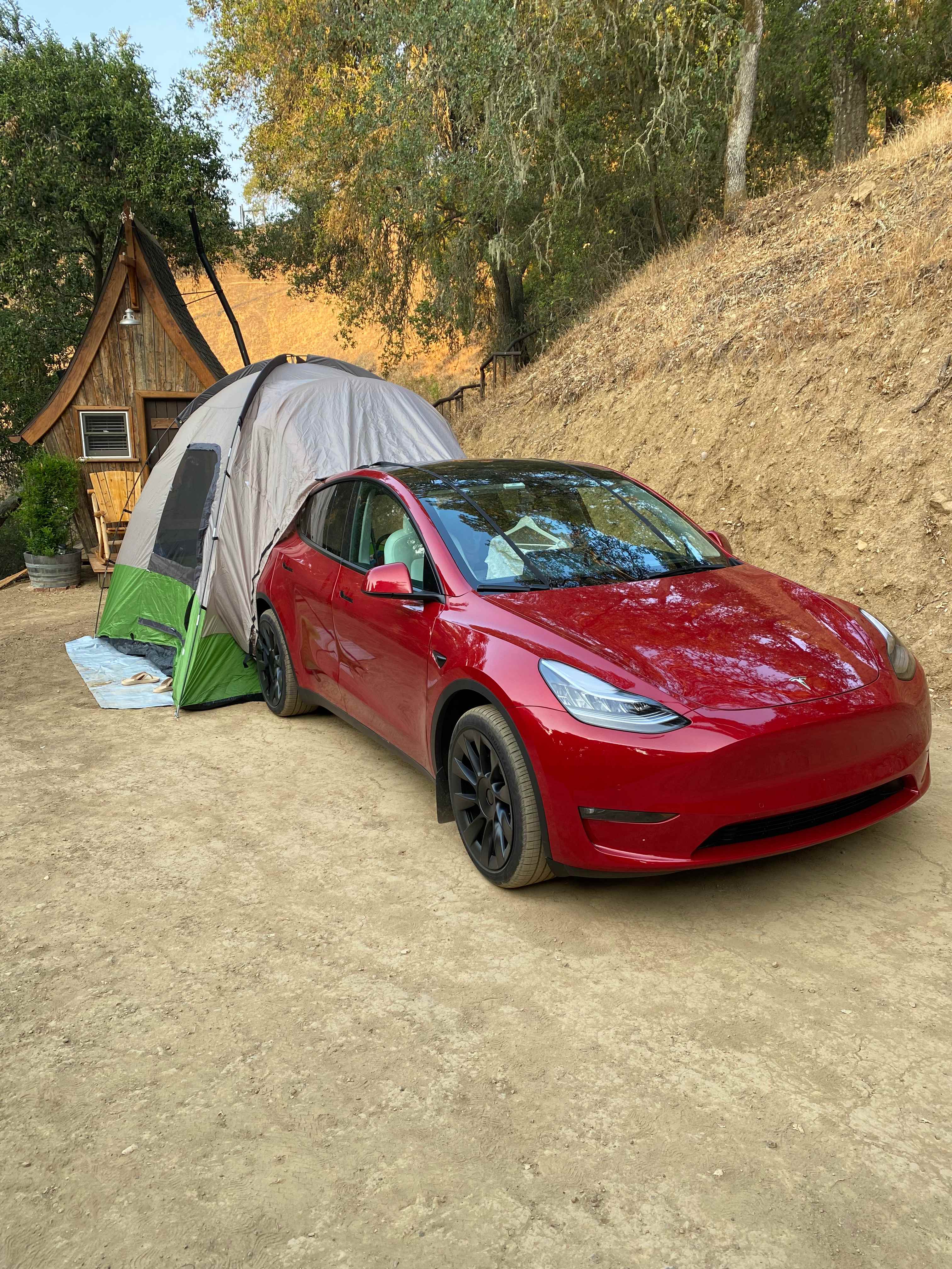 Tesla Camping, but room for a couple cars and tents