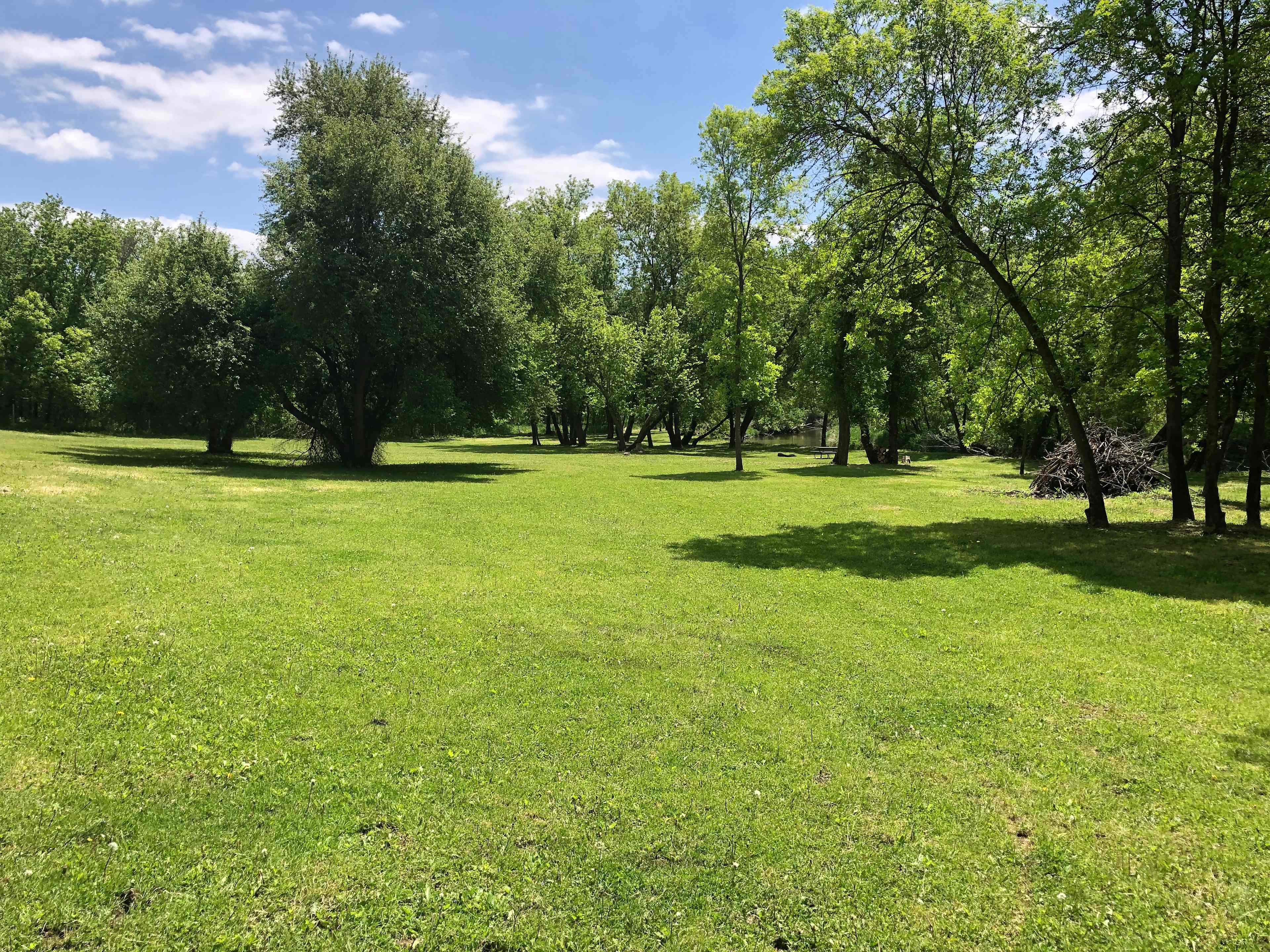 View of river meadow camping area