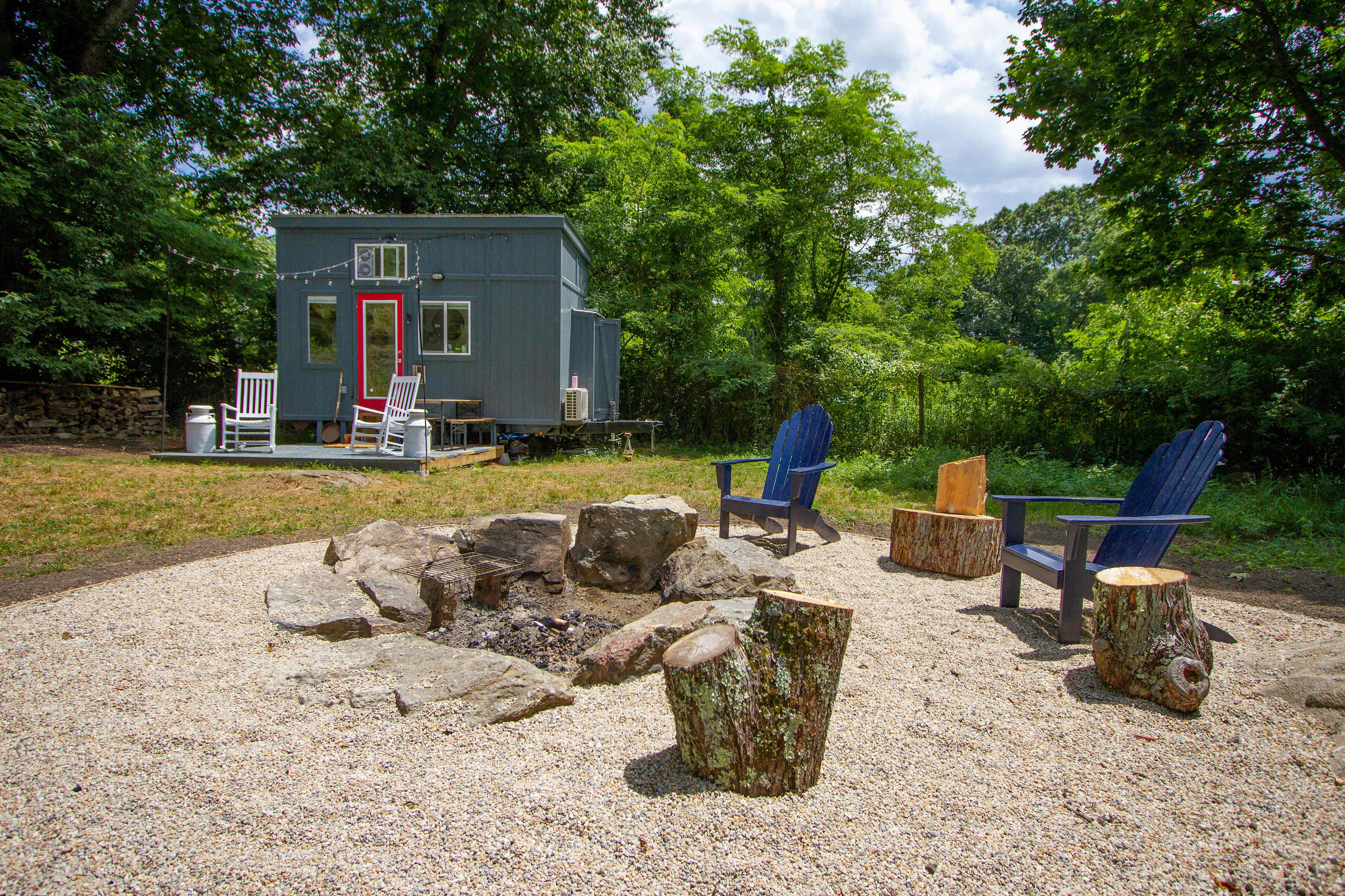 The large rocks were excavated from around the farm to make up the fire ring. It's a behemoth, and perfect for gathering and cooking.