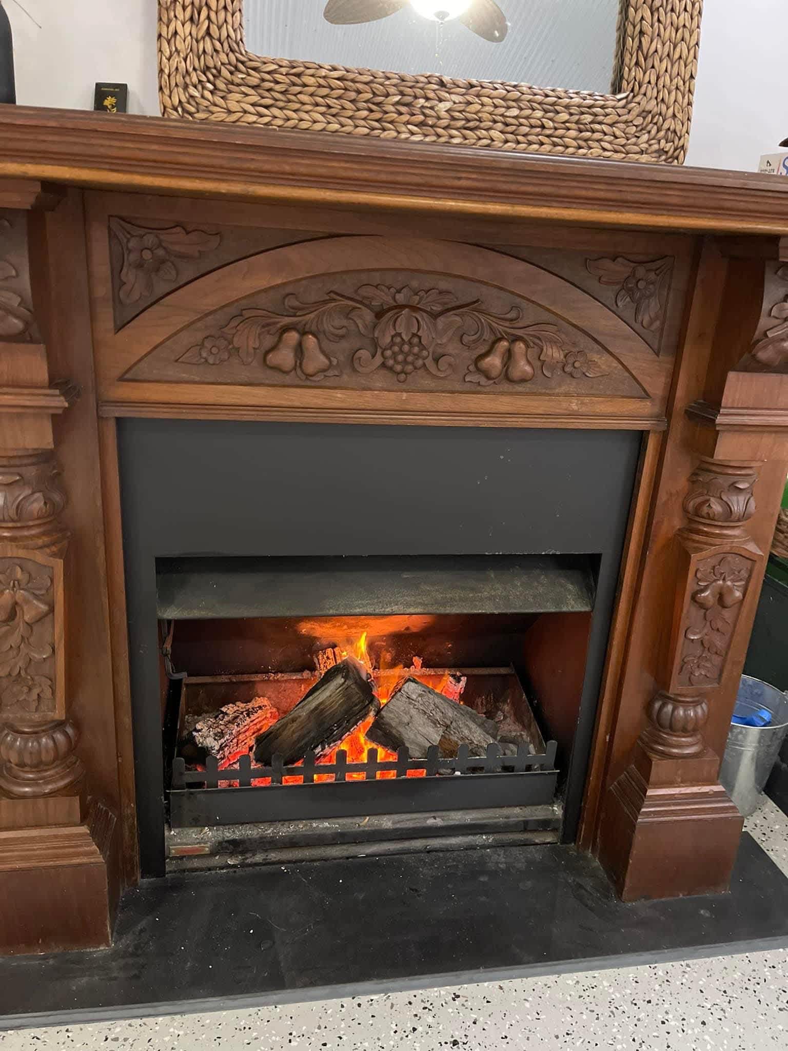 Inside open fire