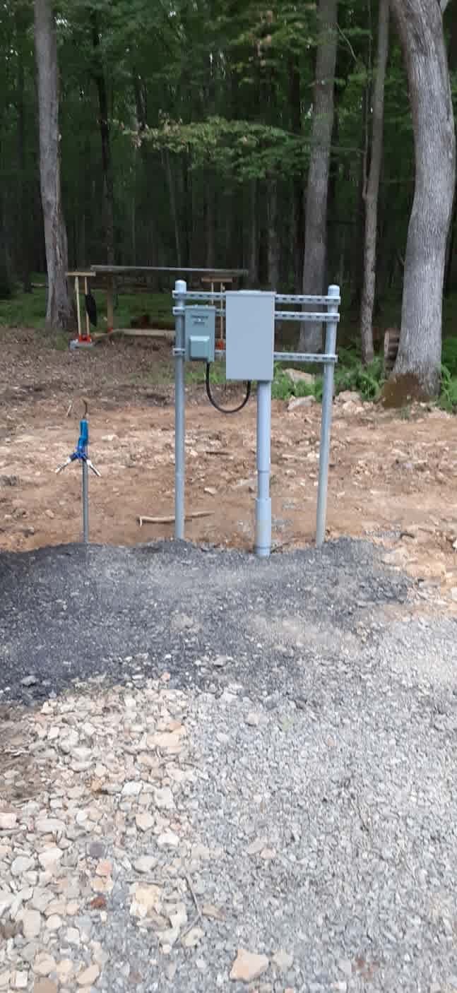 1 of 2 hook-up stations providing 50 amp service, 20amp outlets, and water.