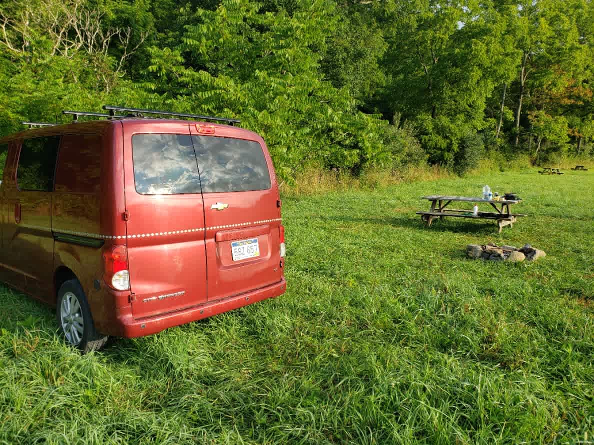 Campsites are next to fields full of wildflowers