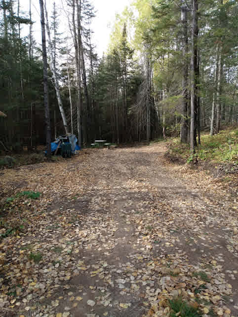 Driveway on property for parking or RV camping.  Picnic table on site. Firepit at the very end of the driveway.