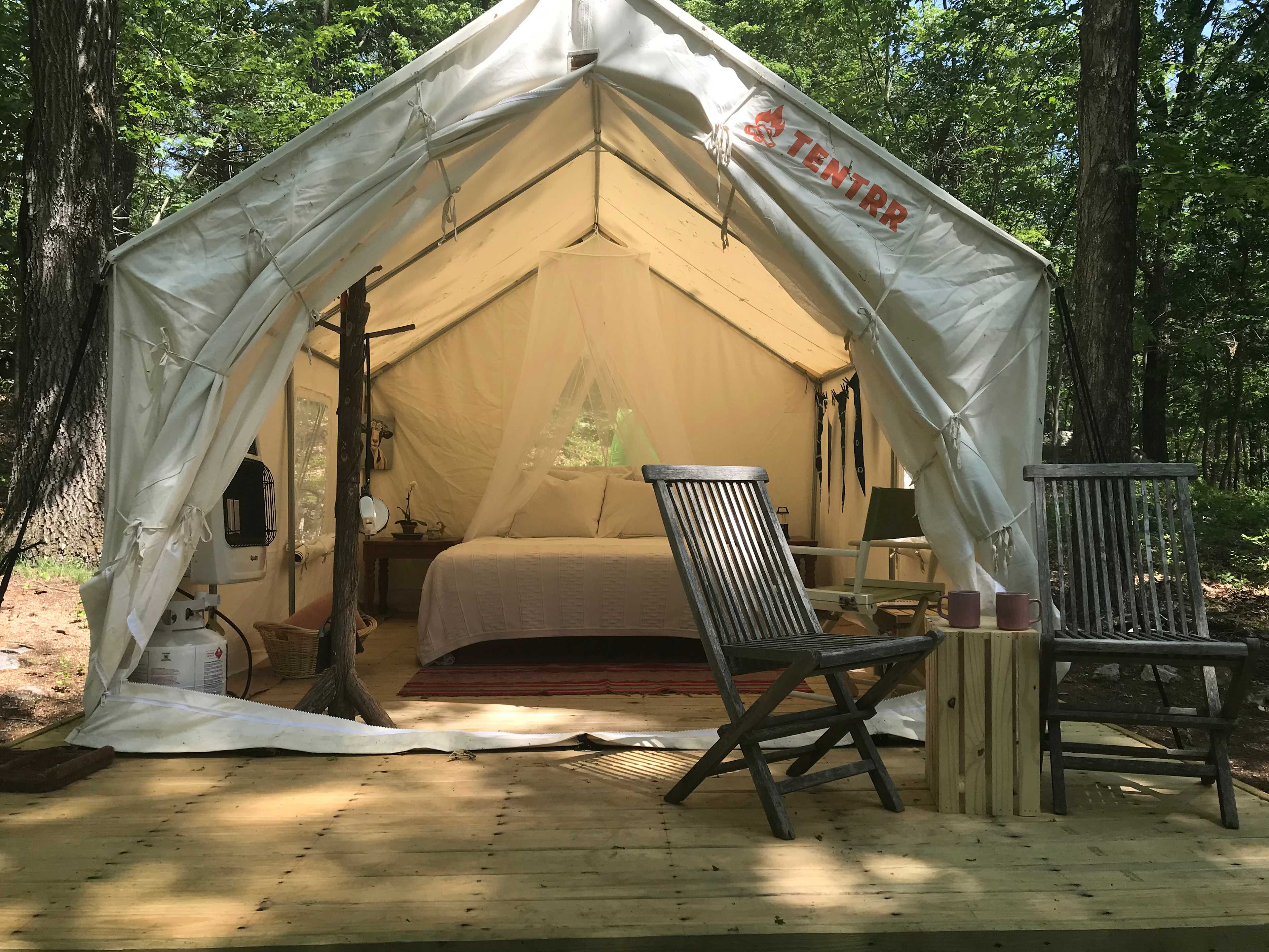 Our tent on a raised platform.