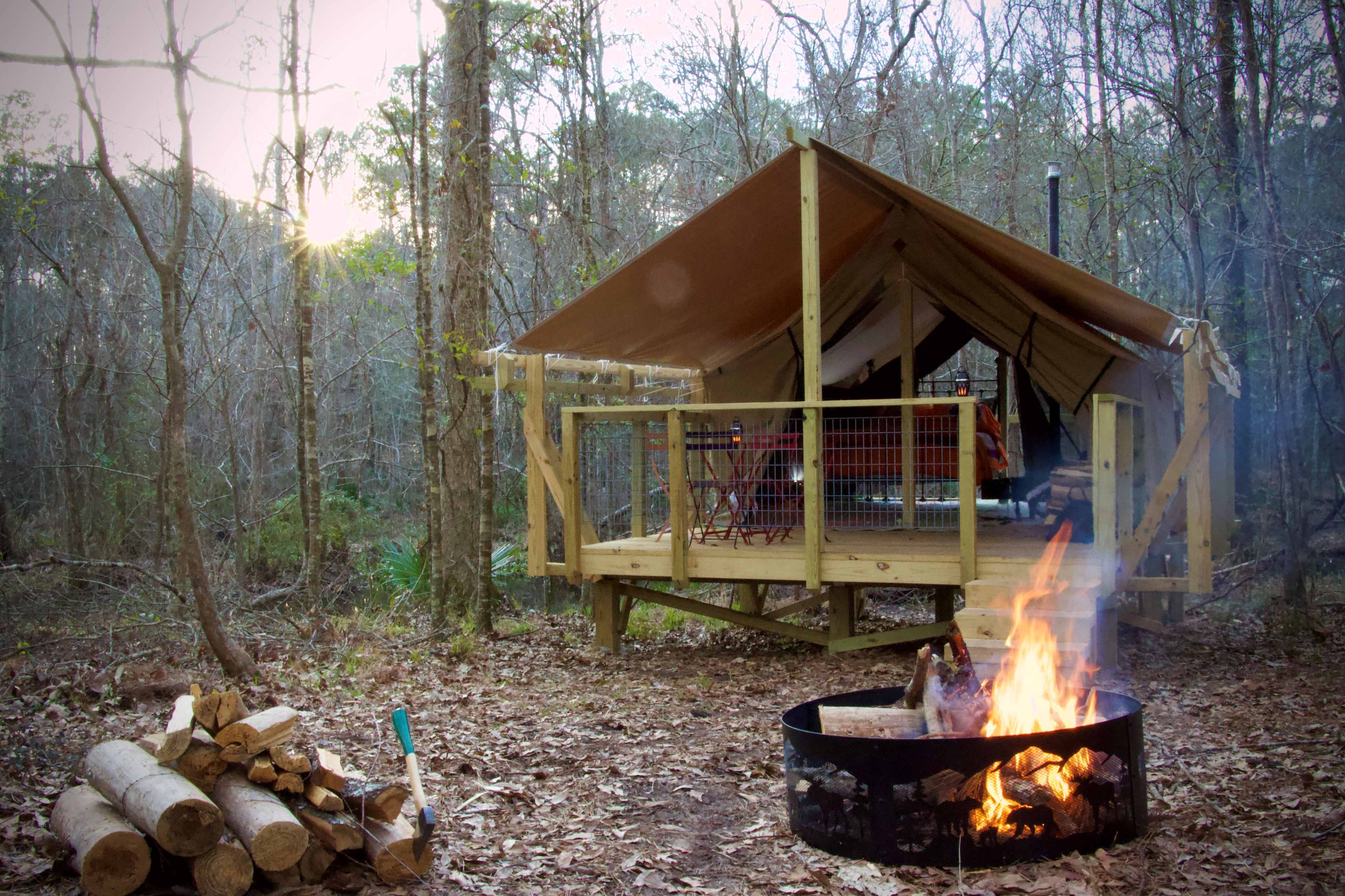 The Bayou Tent at sunset.