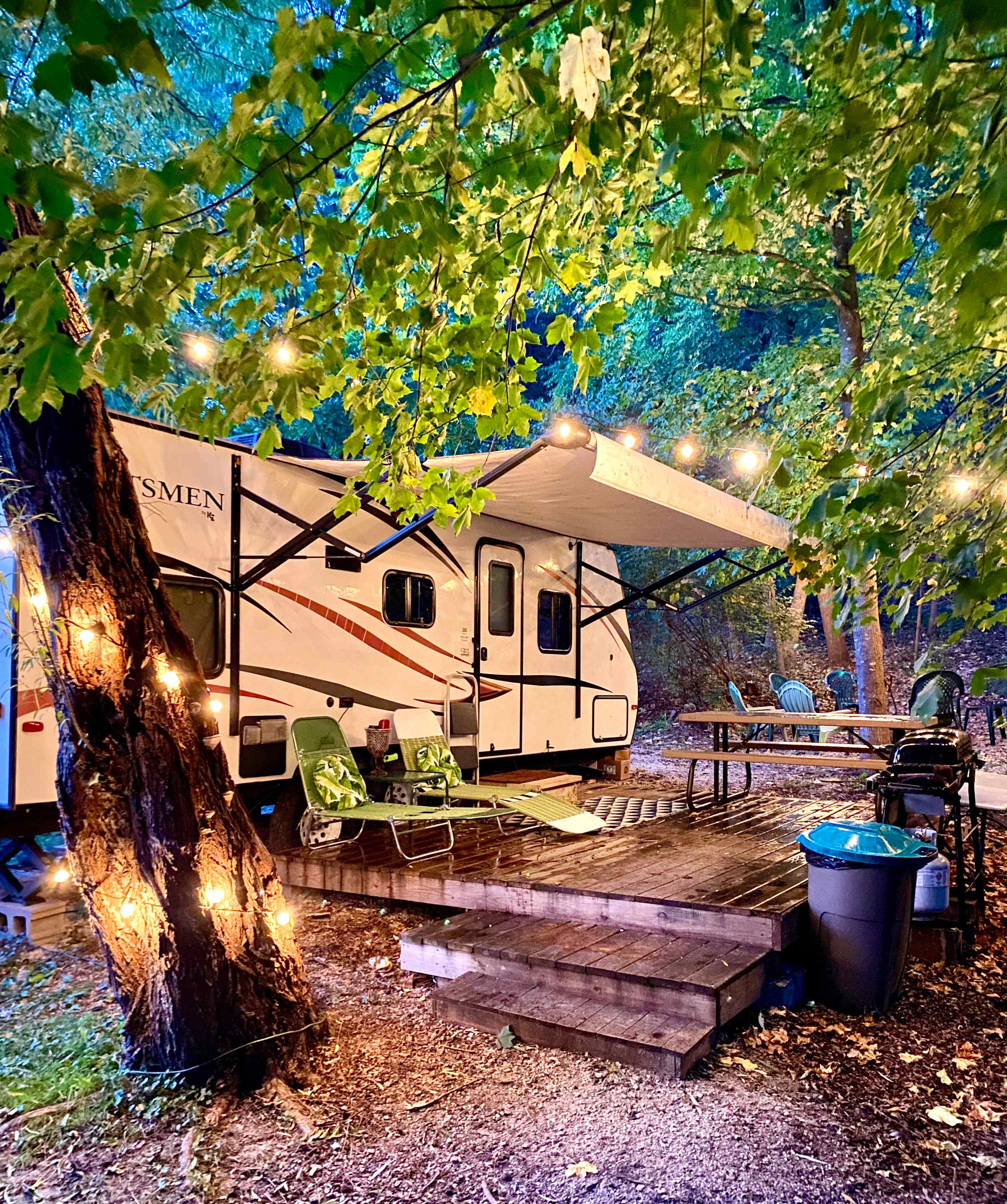 Hot summer 2023 night at your private camper and deck