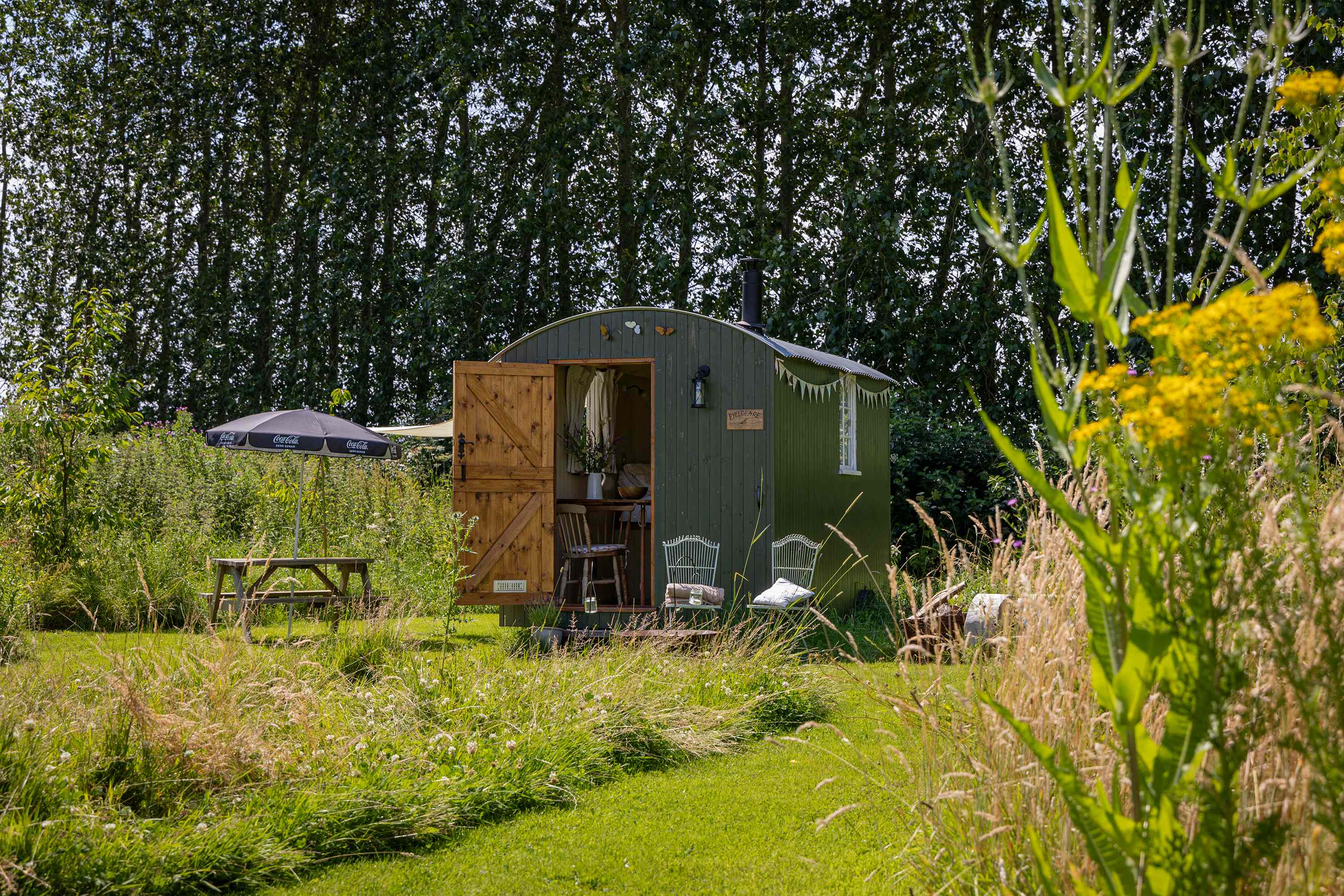 A cute shepard's hut is the perfect getaway for solo campers or couples, no matter what the weather.