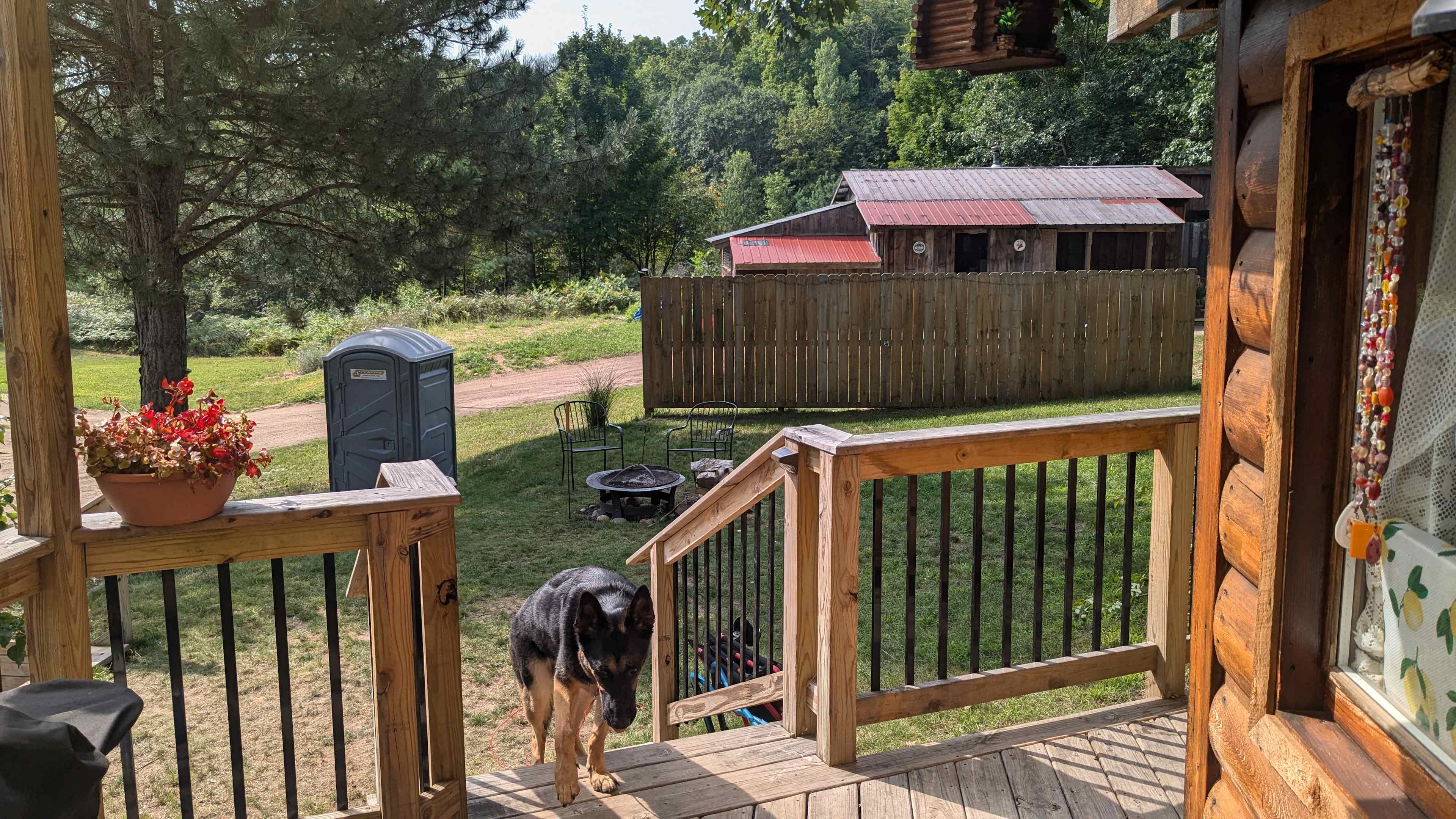 Looking off the deck at the fire-pit