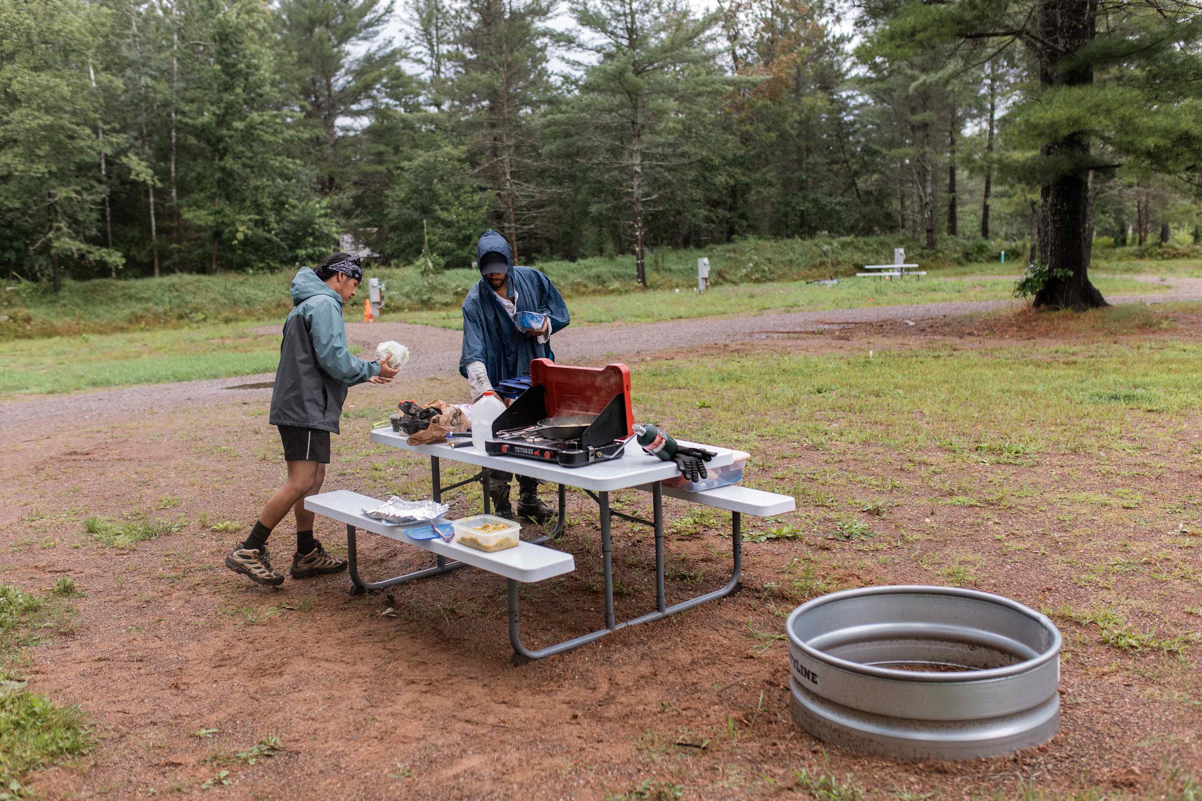 Cooks in their outdoor kitchen