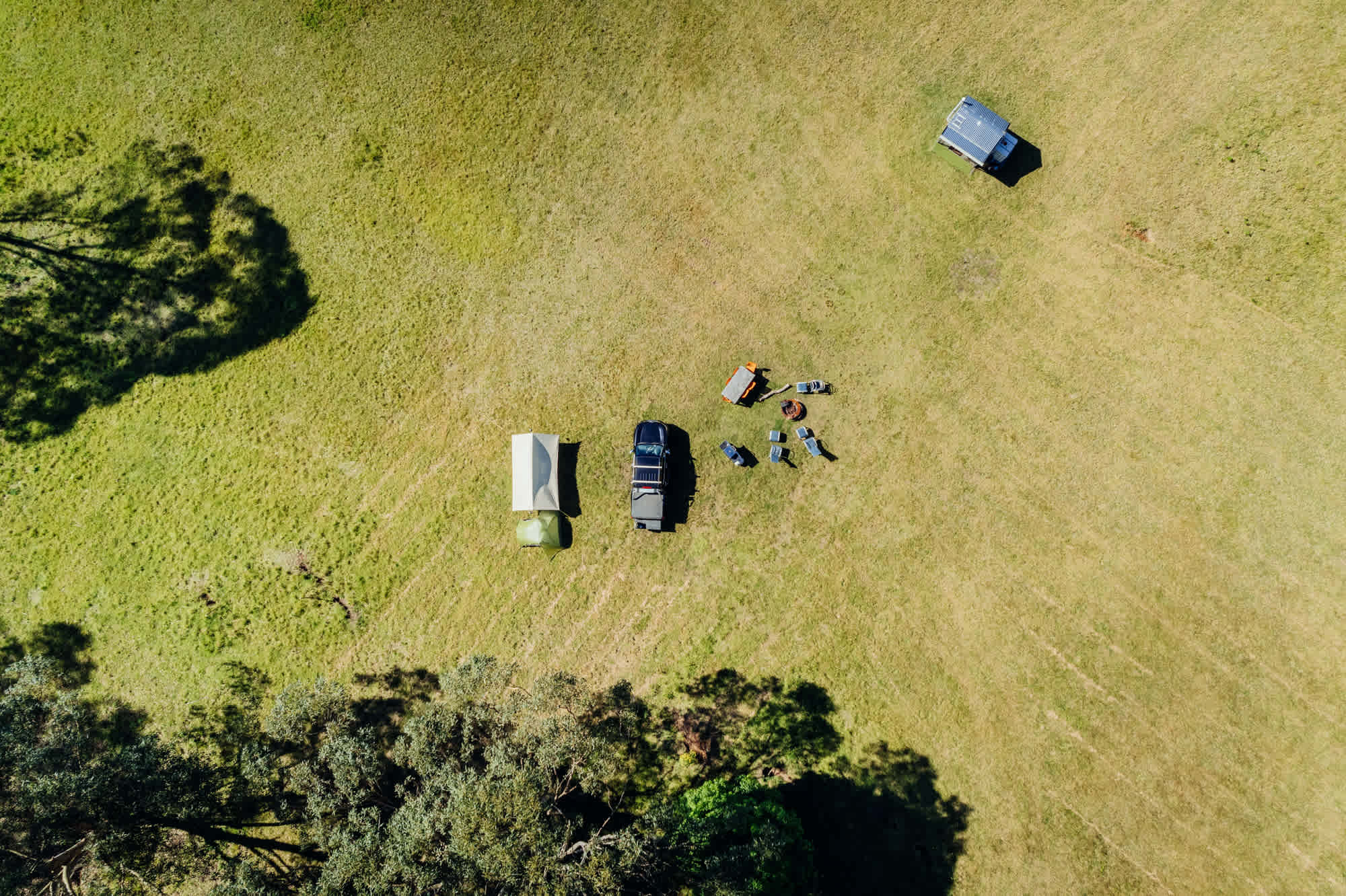 birds eye view of the campsite