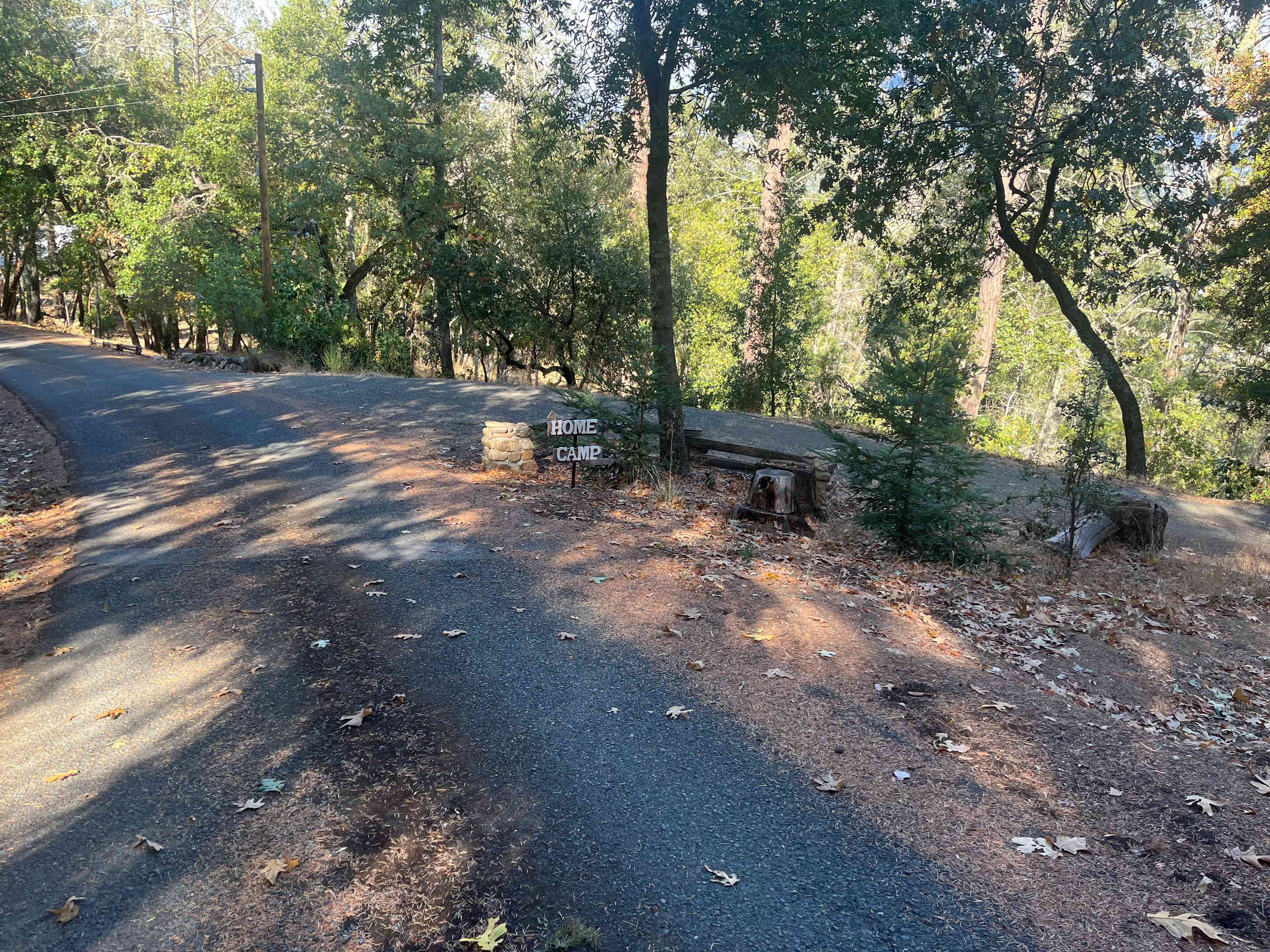Entrance to the camp. Recommend you back-in. To pull-in continue to the "Home" where there's a circular driveway to get turned around.