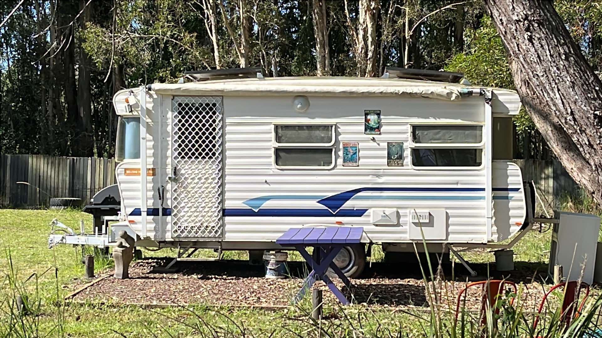 The on-site caravan. An upgrade from a tent but don't expect a new/modern van.