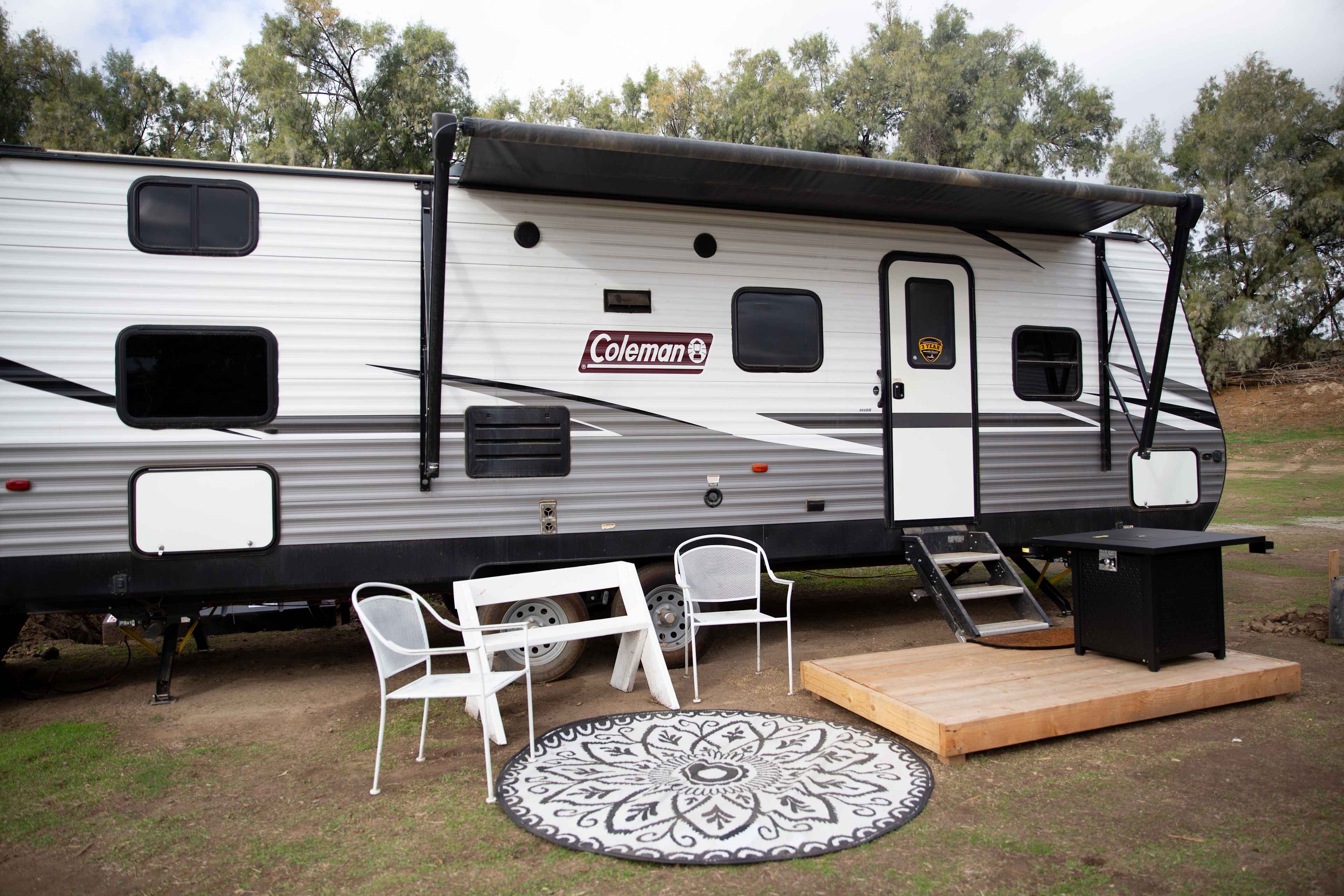 Riverside RV #2- This site has its own private propane click on fire pit, river views and close parking.