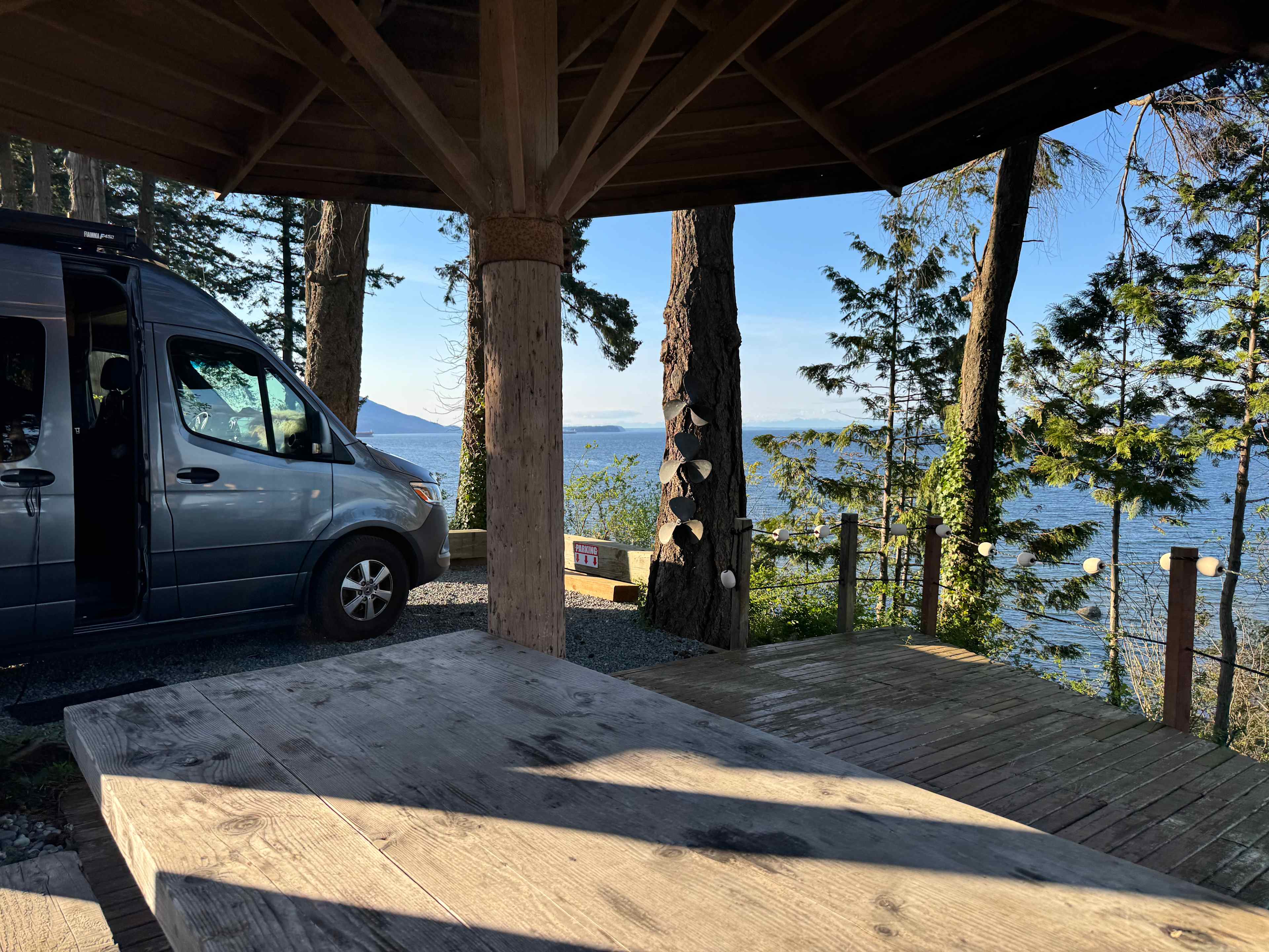 Picnic table and parking area