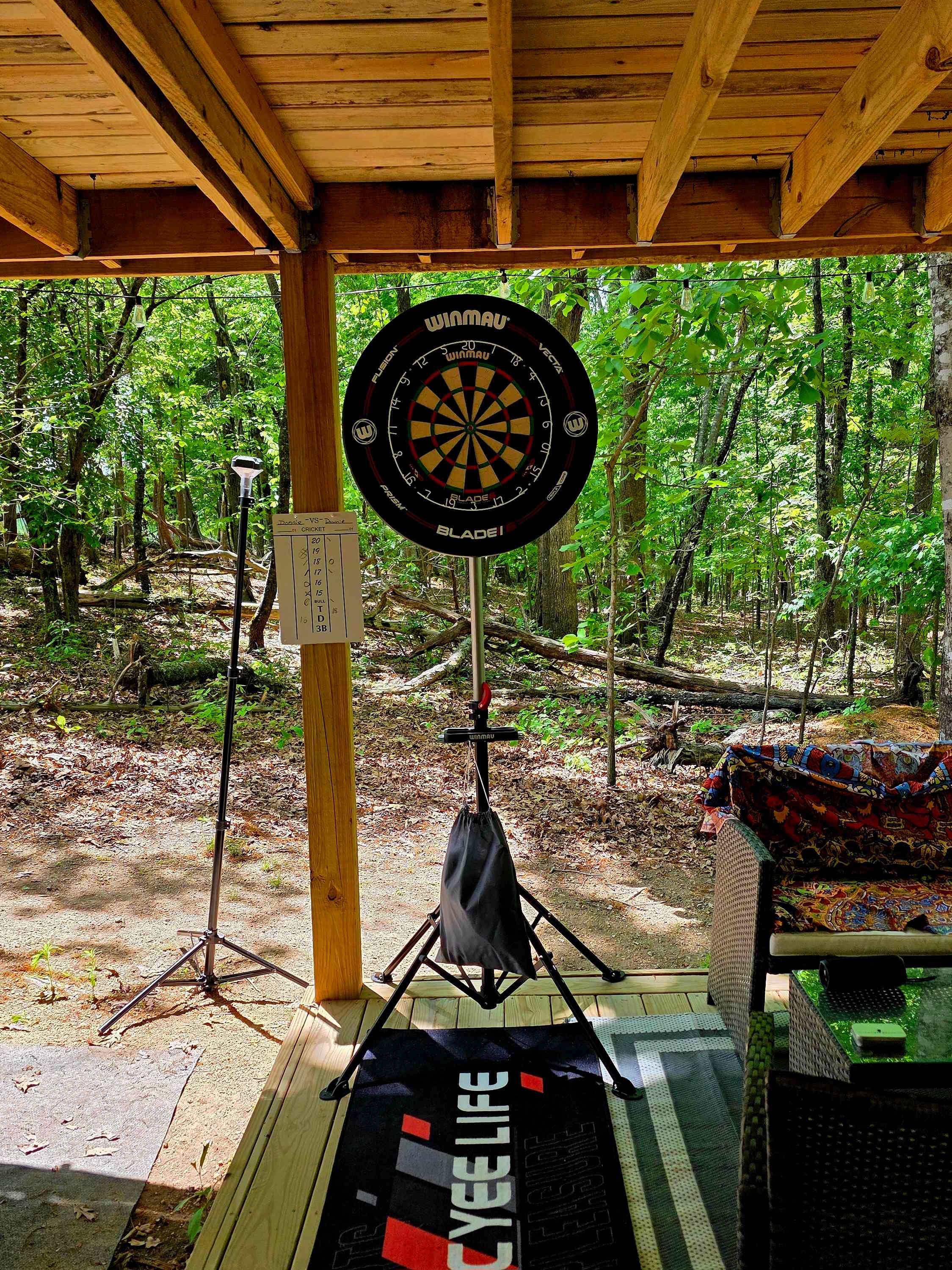 Dart board was ours but the site was perfect for it