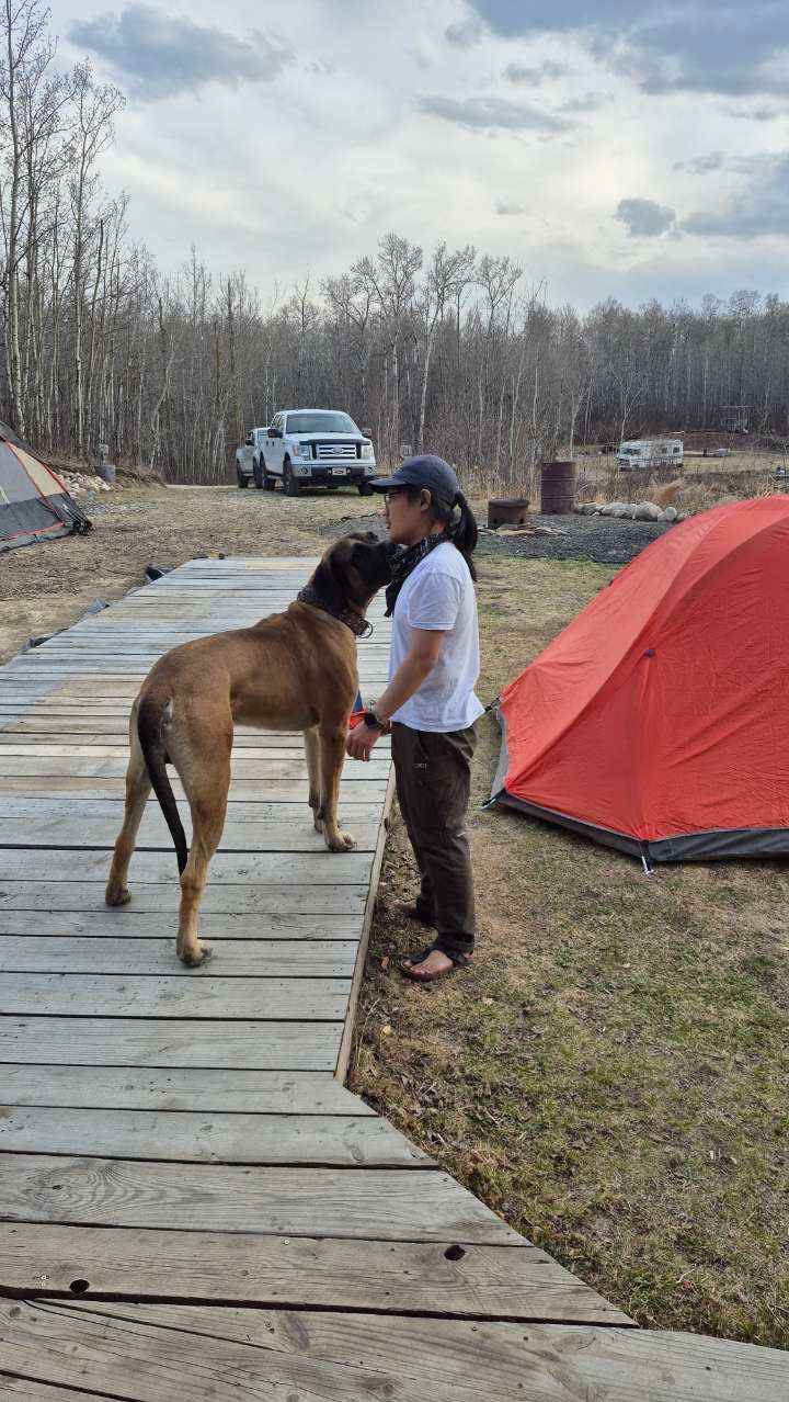 Bodhi with our friend John (who is normally afraid of dogs but became besties with Bodhi) 