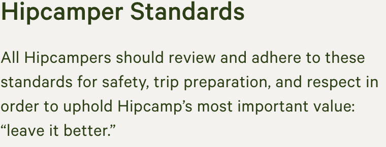 Hipcamper Standards