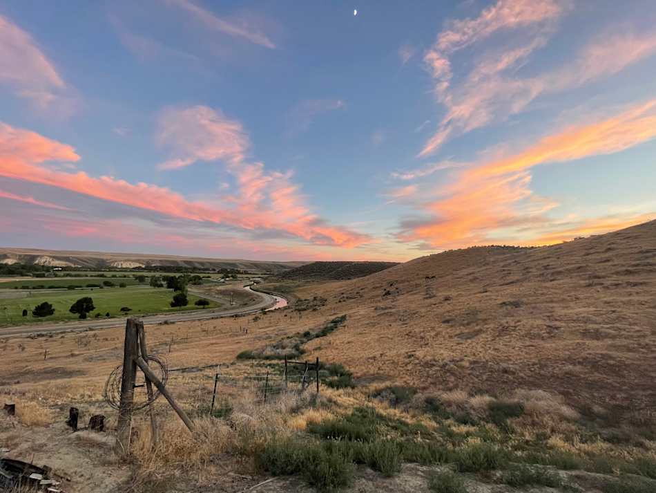 Sunset over the canal from the property