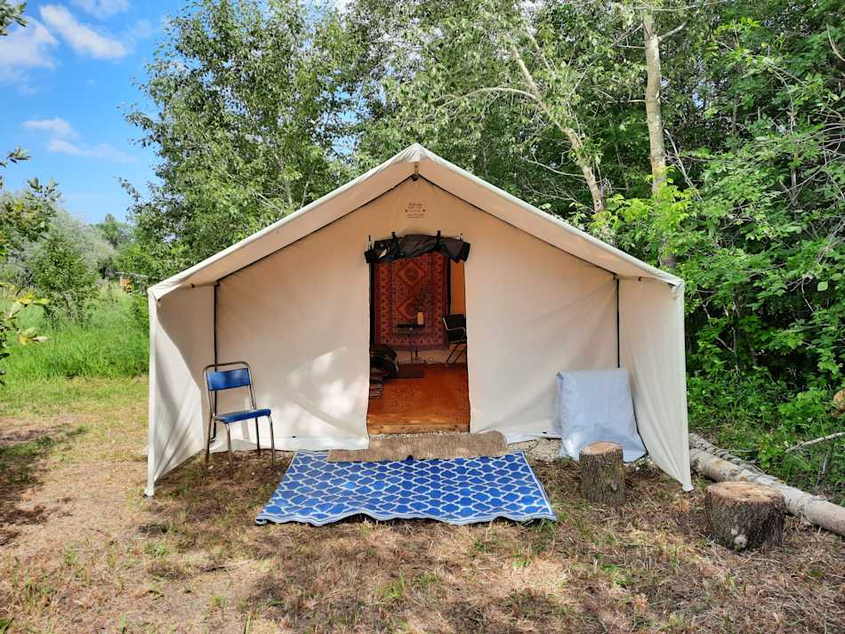 Exterior front door of Deluxe Wall Tent