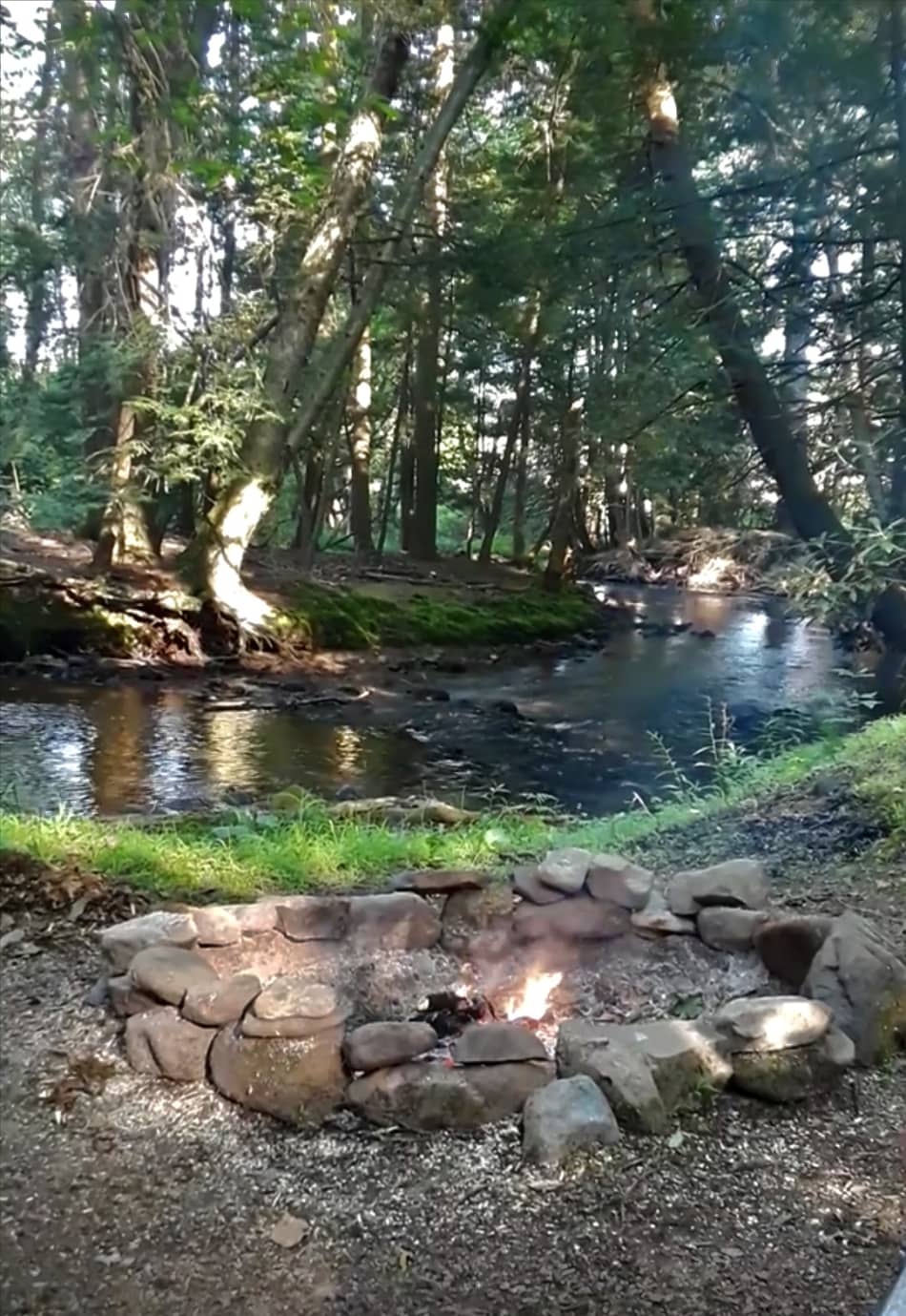 Starting a fire creekside