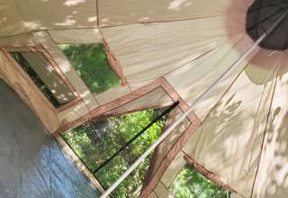 12' Tipi in the woods with pool