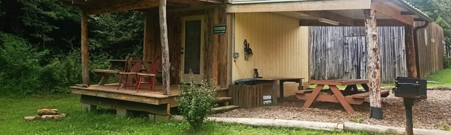 Creekside camping cabin