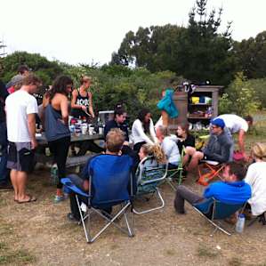 We booked two neighboring campsites for a group trip and it was a blast. Bring lots of chairs to get everyone around the fire. As you can see the "pantry" is spacious, so you don't have to worry about raccoons getting into your food.
