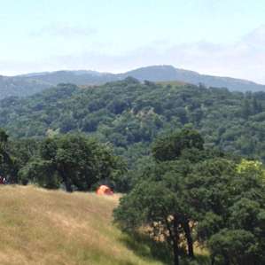 View of campsite 6 from the main parking lot near the visitors center