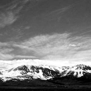 A look back at the Sierras from Mono Lake. Lower Lee Vining site is somewhere in there.