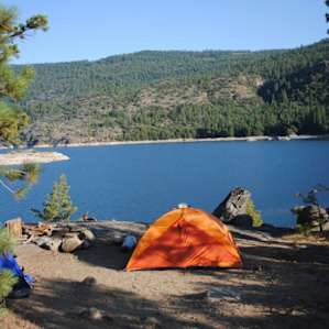 Campsite overlooking the reservoir at upper hell hole