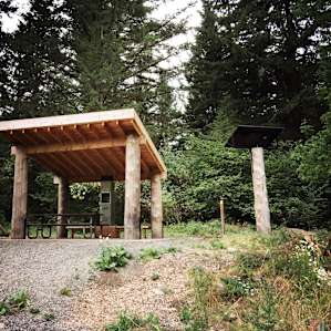 The Hike/Bike campground. There's a sheltered picnic table as well as lockers with solar-powered USB charging outlets inside them!