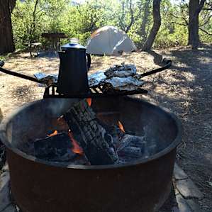 Two grills - one stand up one and the grill over the fire pit.