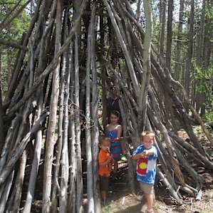 Find the houses/teepees between sites 28-31. Kids will love them (4 total).
