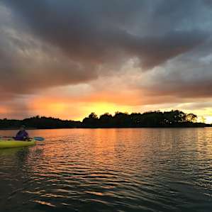 Sunsets on the lake are the best because one gets double the beauty.
