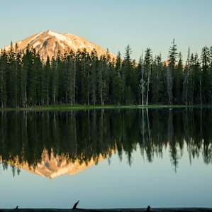View of Lassen Peak from Summit Lake South.