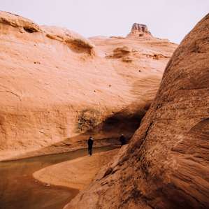 One of the nearby giant natural rock ponds had frozen over.